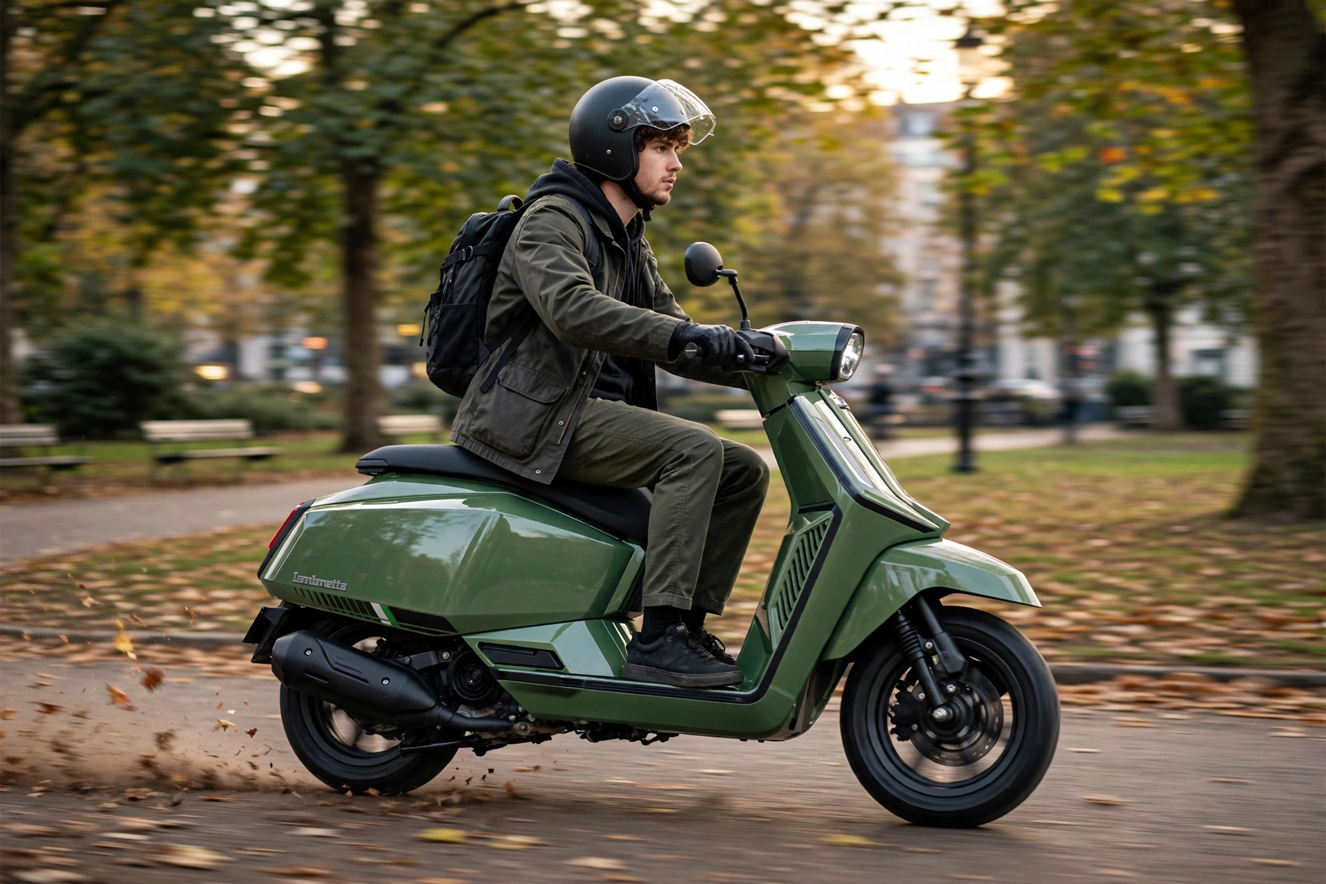 Lambretta X125 aparcada en una calle con encanto