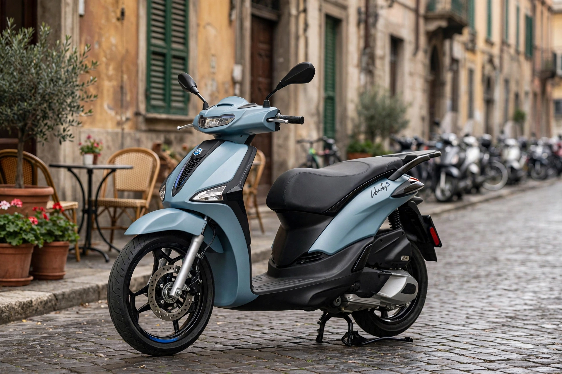 Piaggio Liberty 125 blanco en calle europea