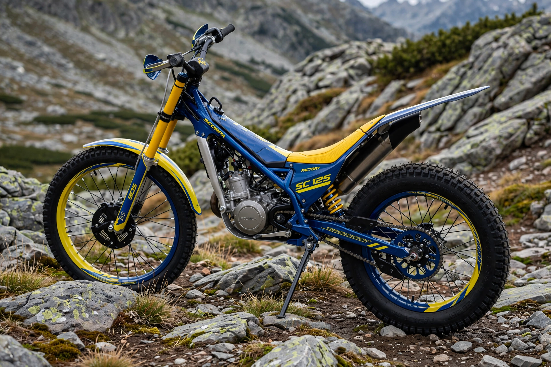 Scorpa SC 125 Factory 2025 en una zona de trial