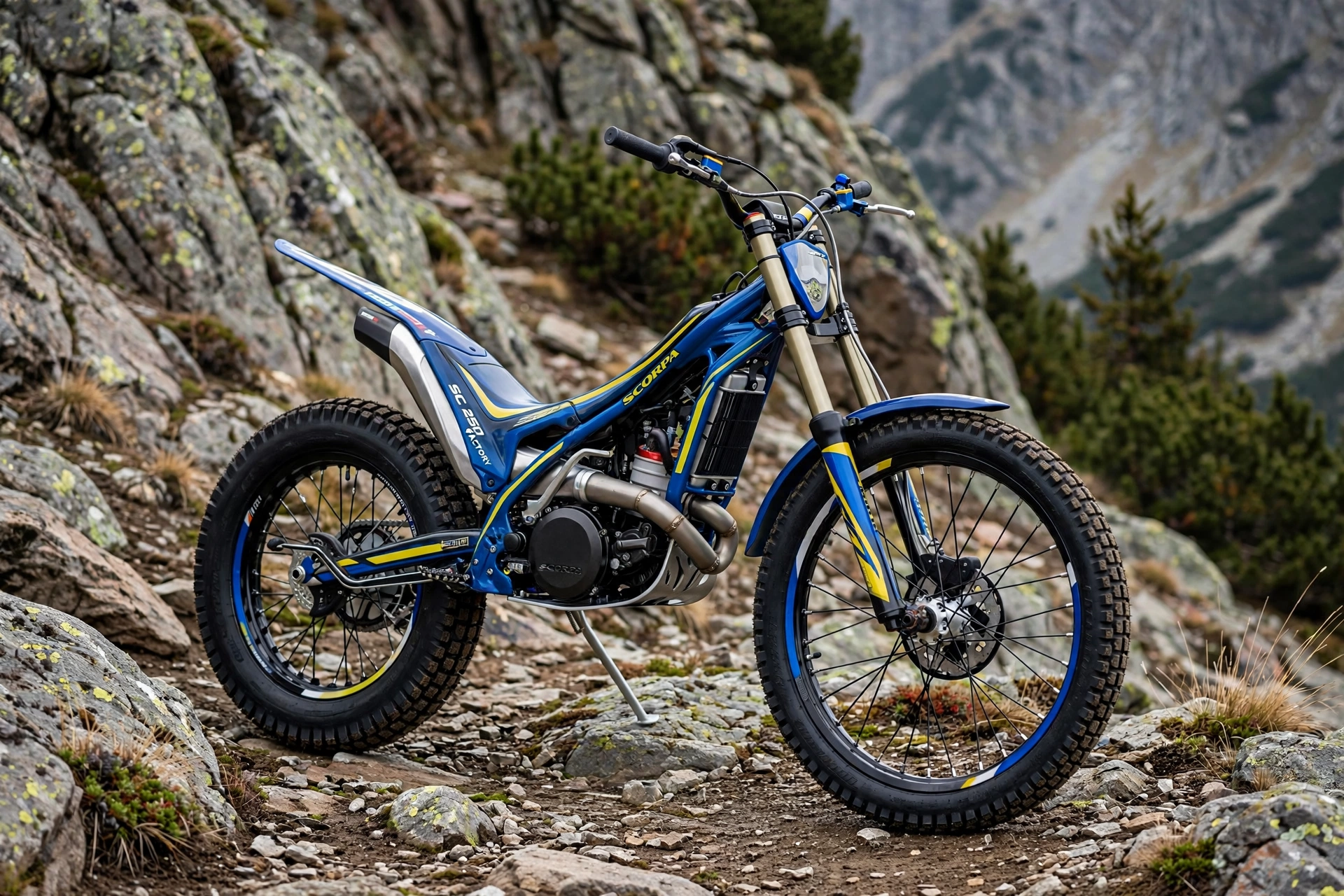 Scorpa SC 250 Factory 2025 superando un escalón