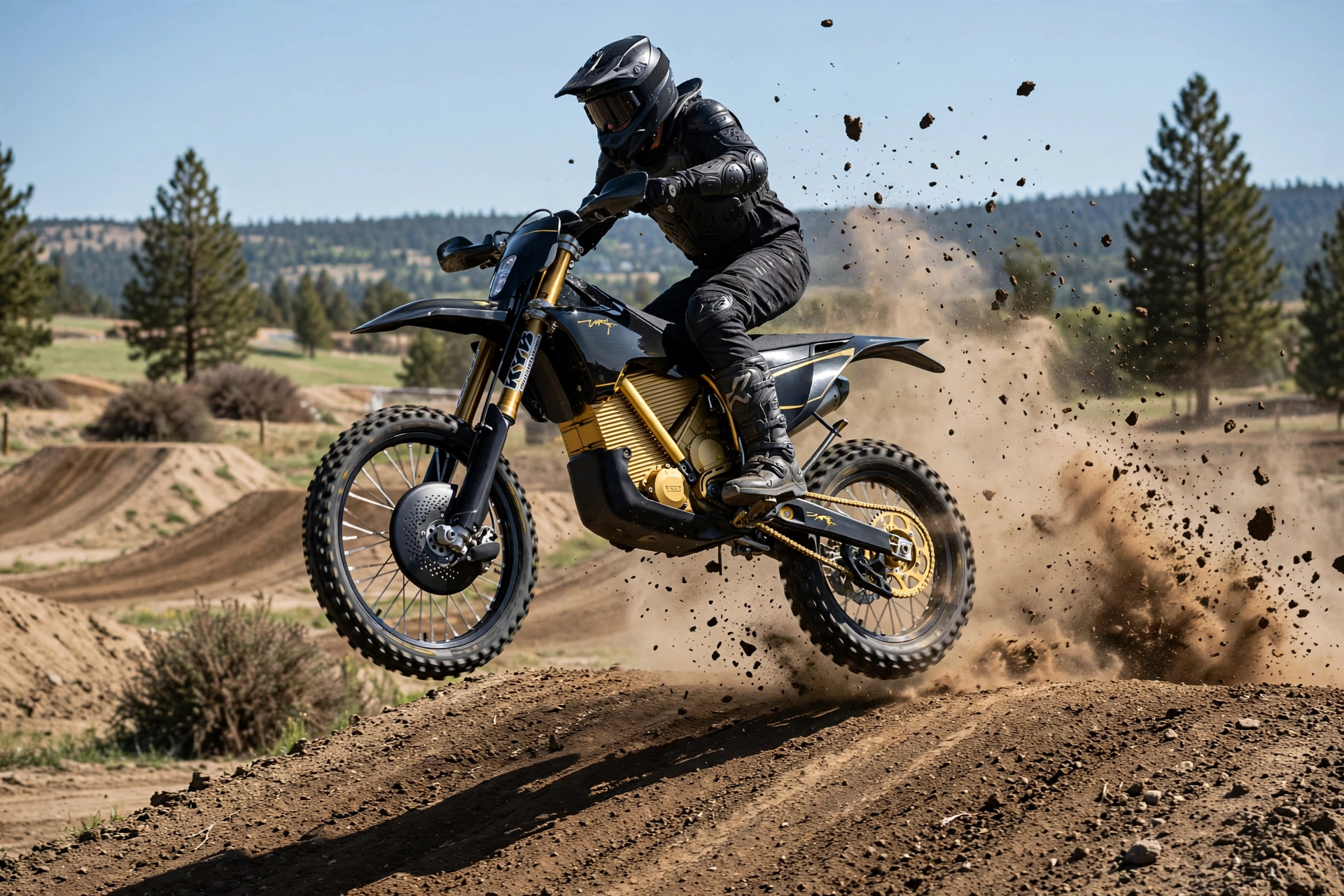 Stark VARG EX Factory Edition 2026 saltando en un circuito