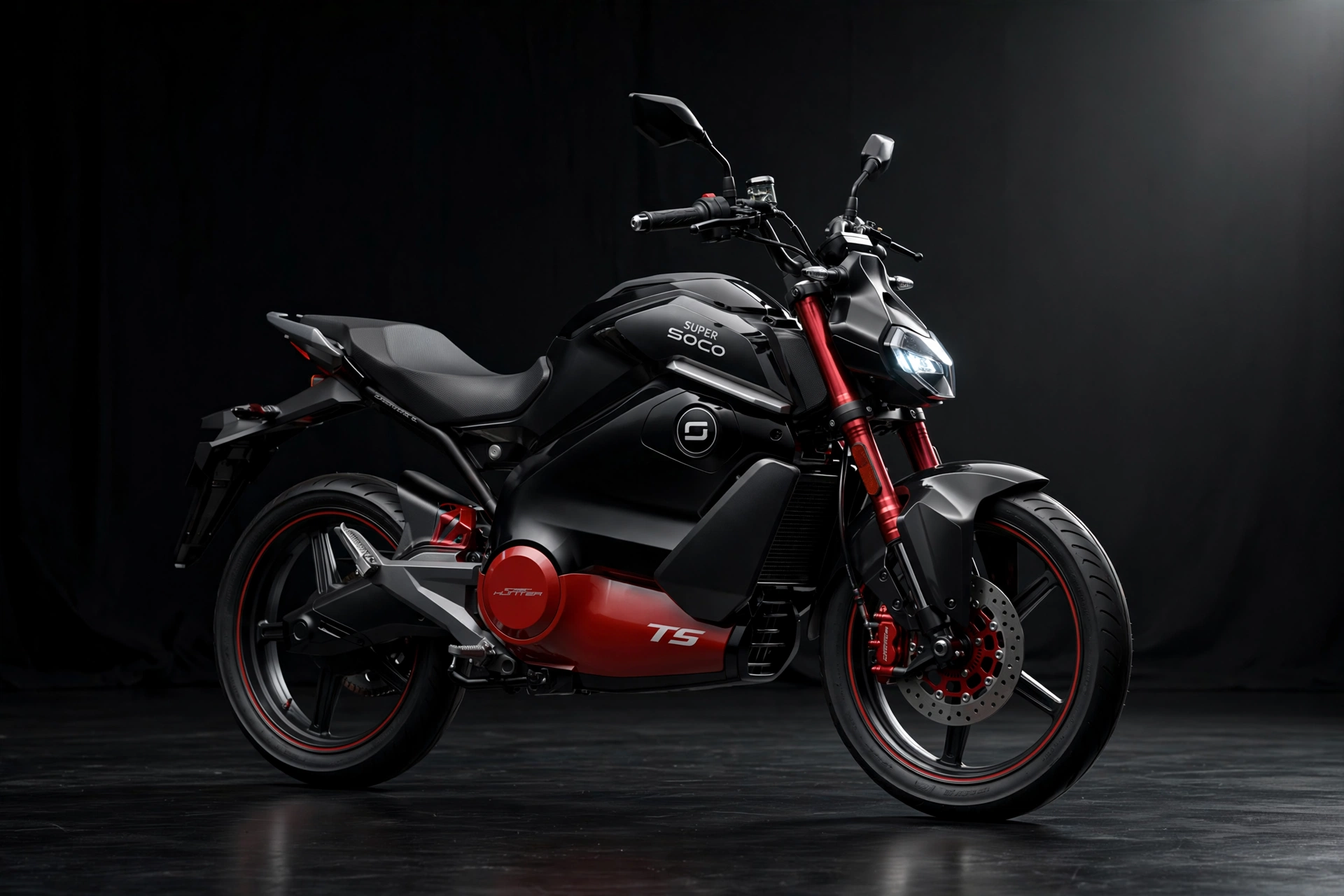 Super Soco TS Hunter 2025 streetfighter eléctrica en estudio