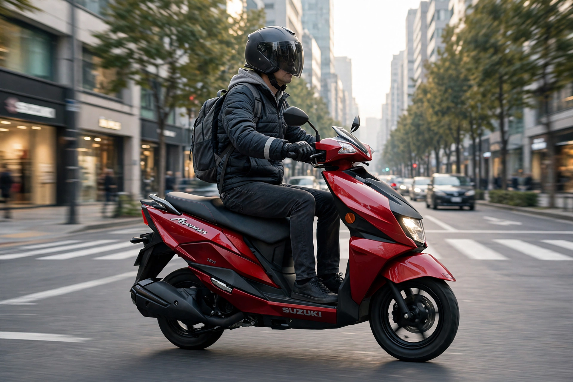Suzuki Avenis 125 2025 en semáforo