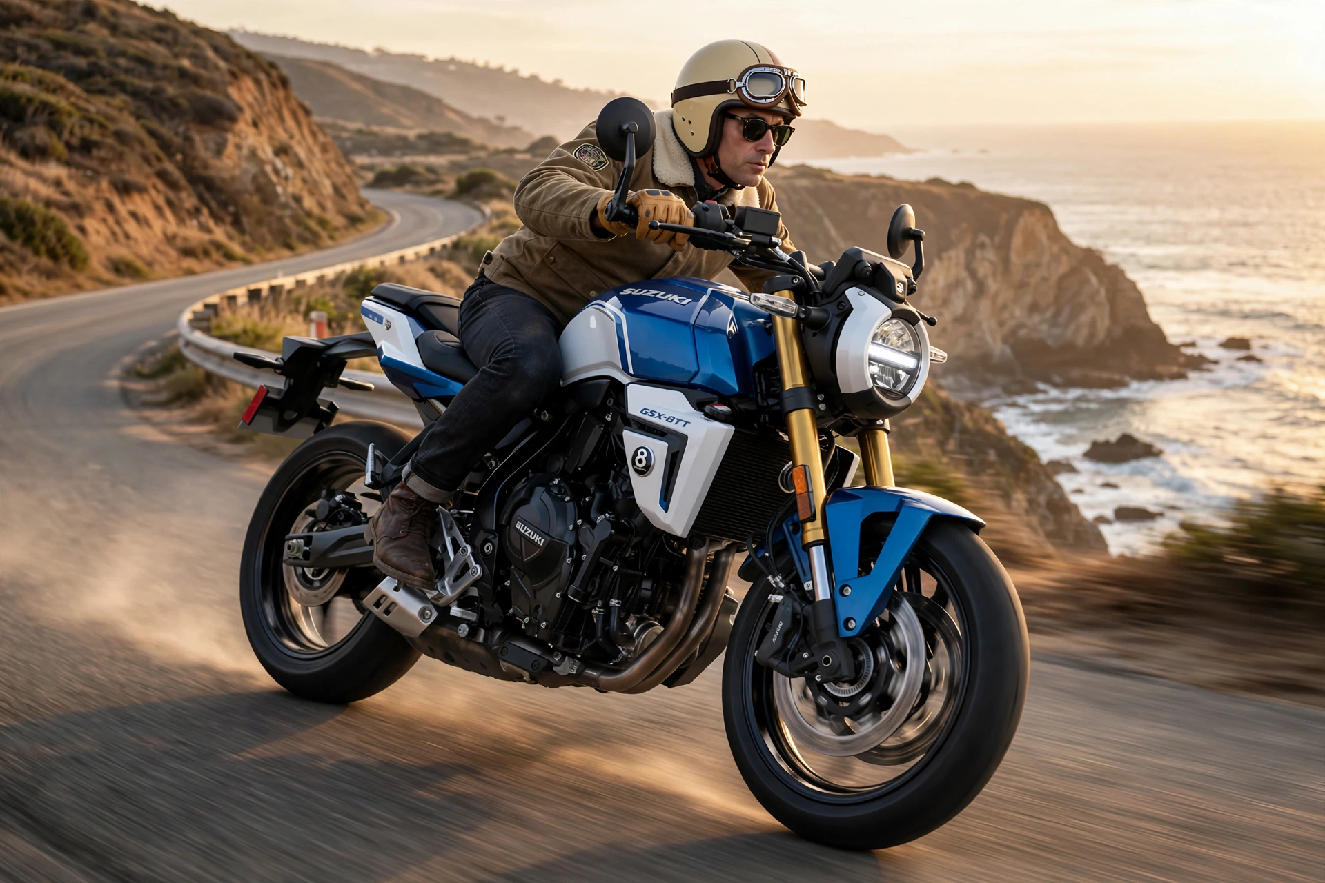 Suzuki GSX-8TT 2025 en carretera costera