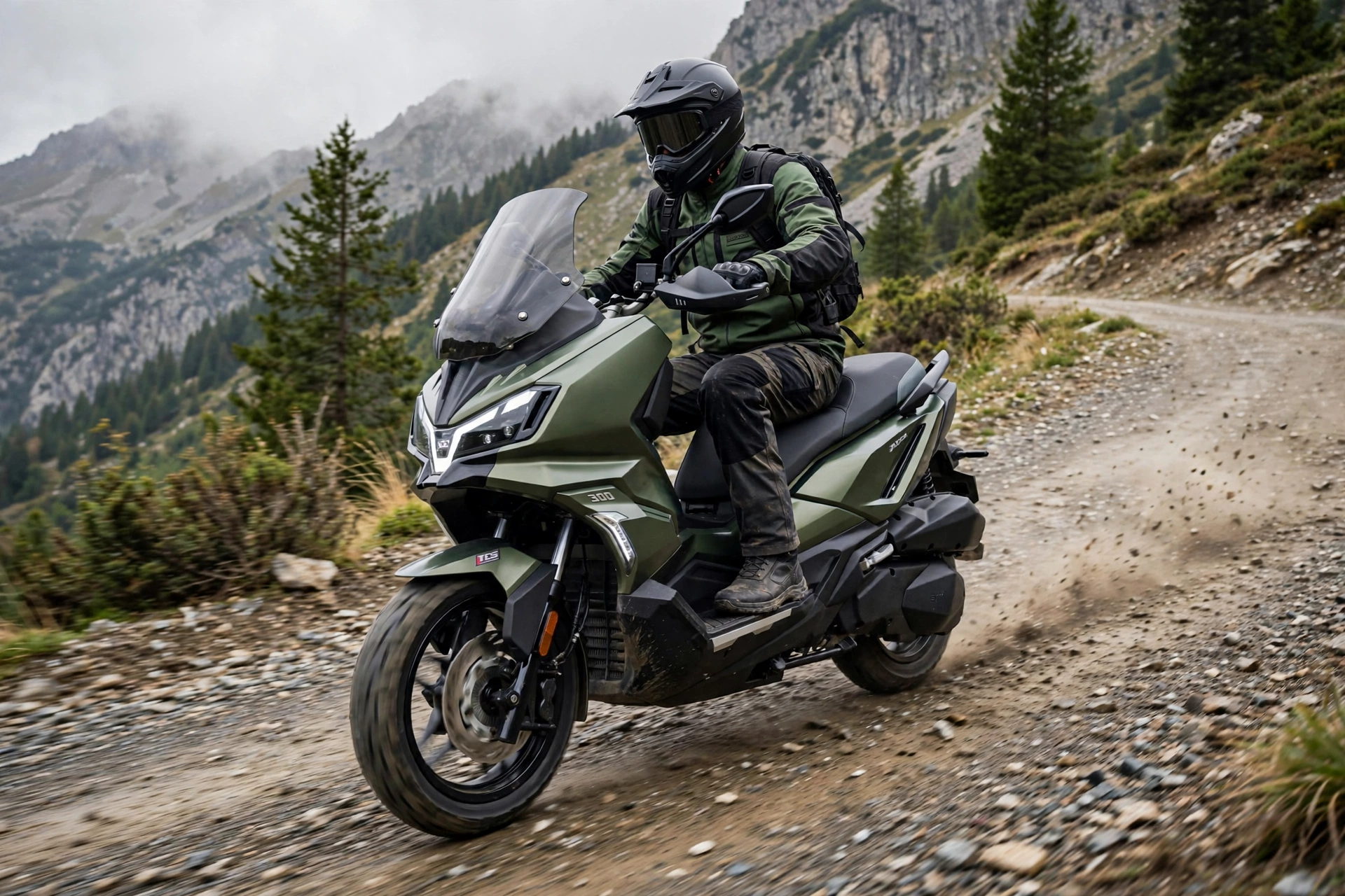 SYM ADX 300 en una pista de tierra