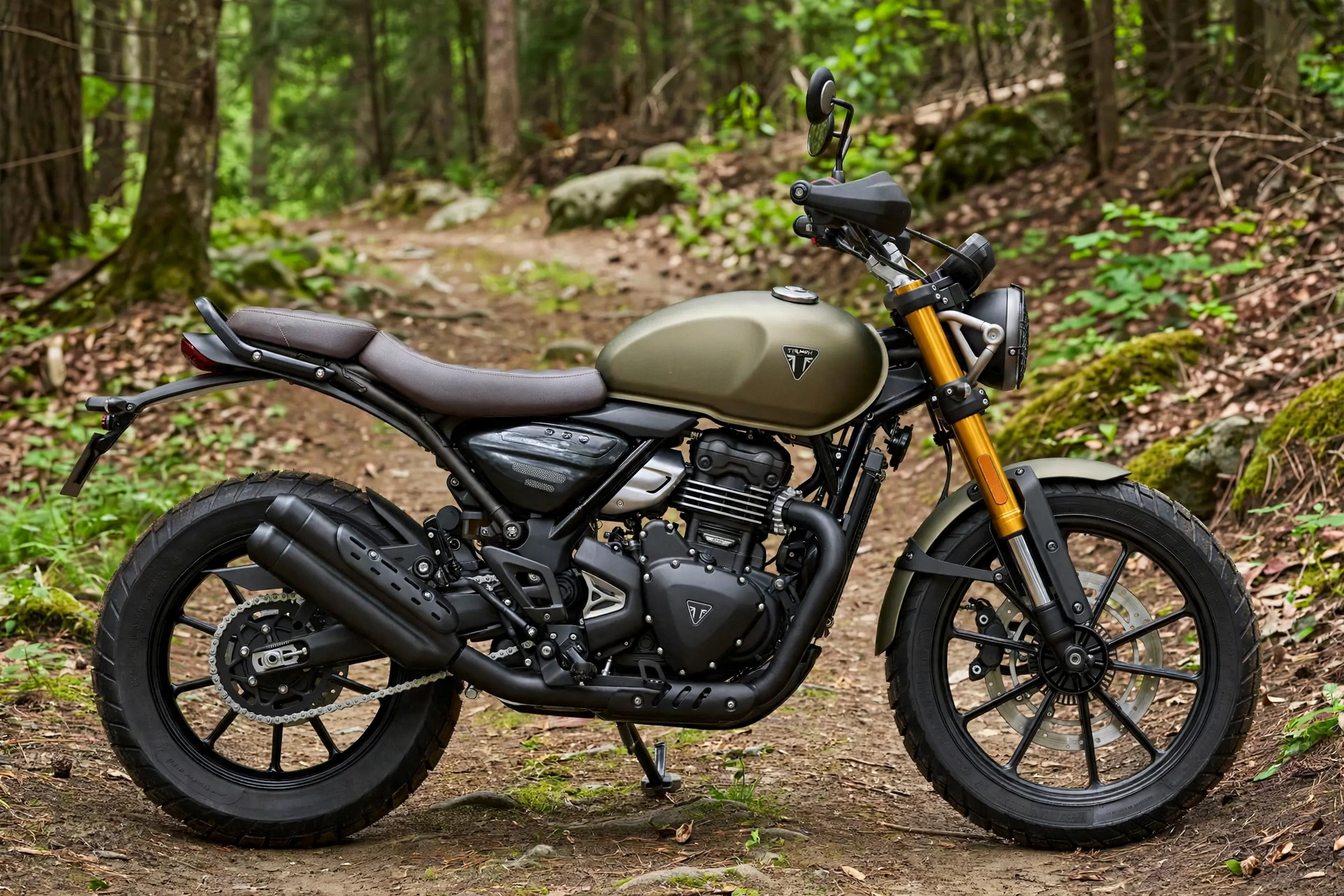 Triumph Scrambler 400 X 2024, vista lateral scrambler