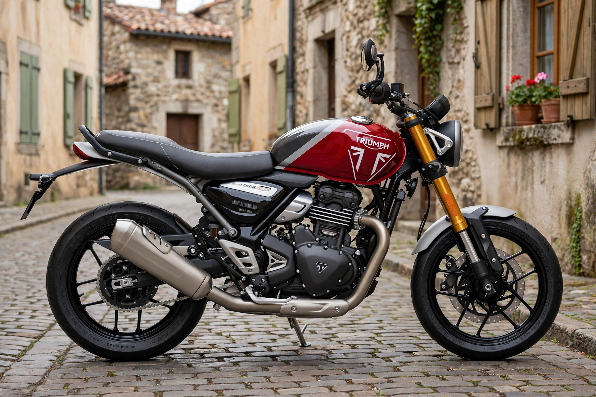 Triumph Speed 400 2024, vista lateral neoclásica