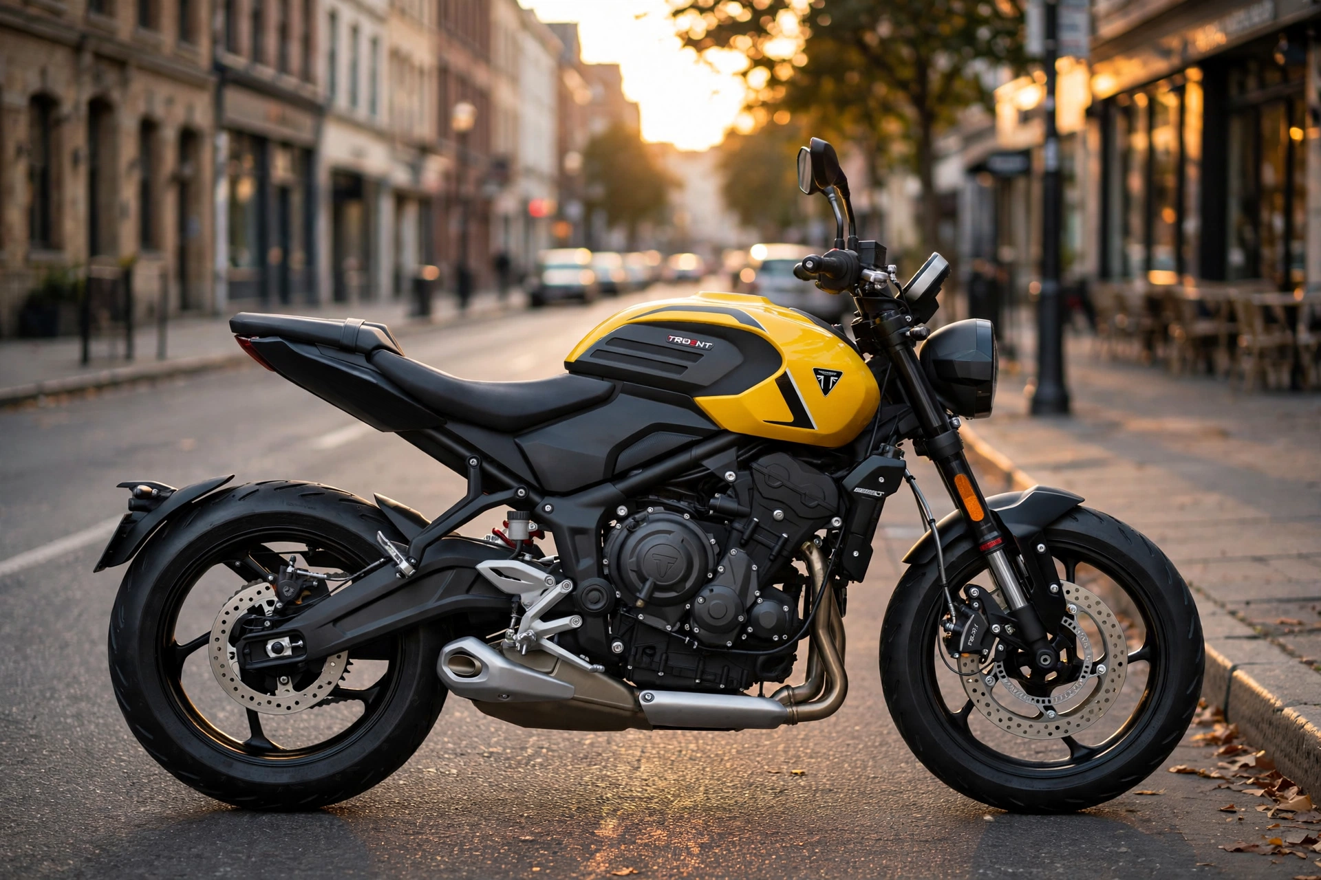Triumph Trident 660 2025 amarilla, vista lateral