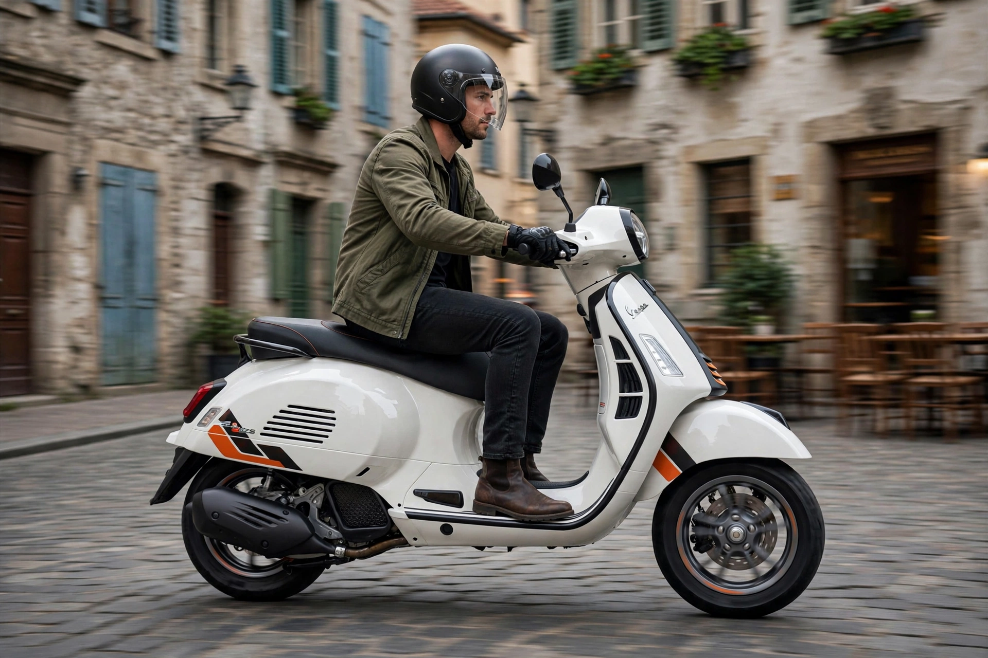 Vespa GTS 125 en una carretera costera