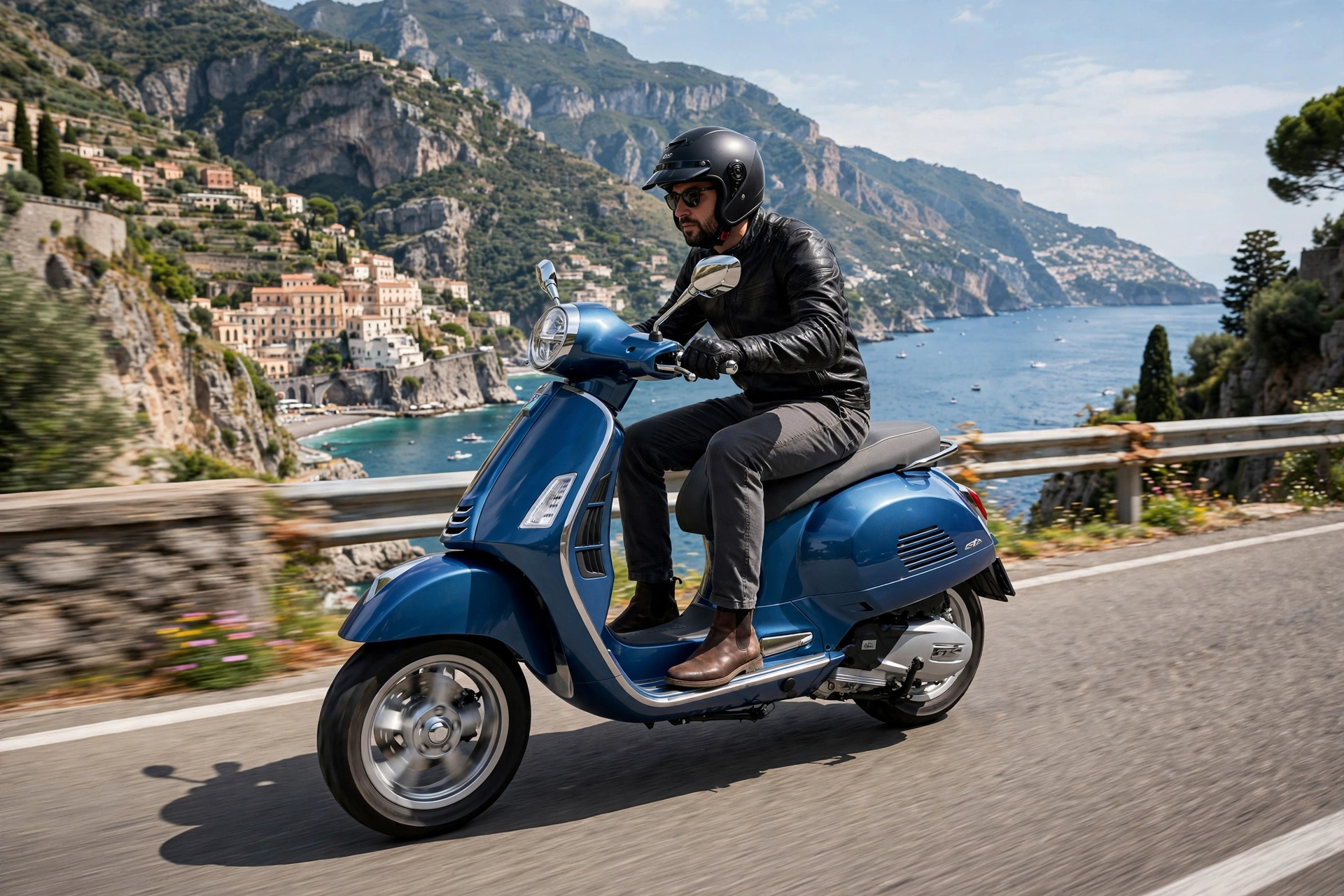 Vespa GTS 310 circulando por una avenida