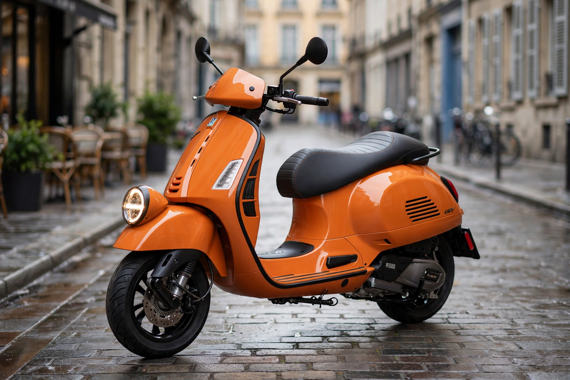 Vespa GTV 310 en calle histórica