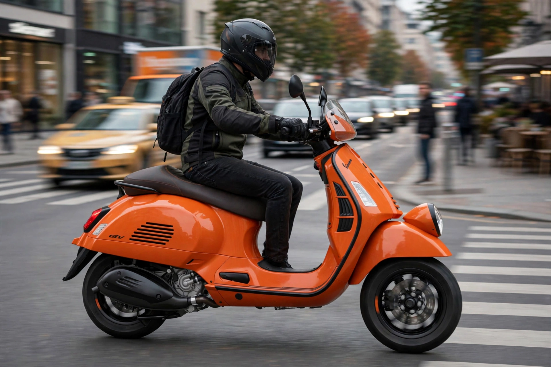 Vespa GTV 310 en una calle del centro histórico