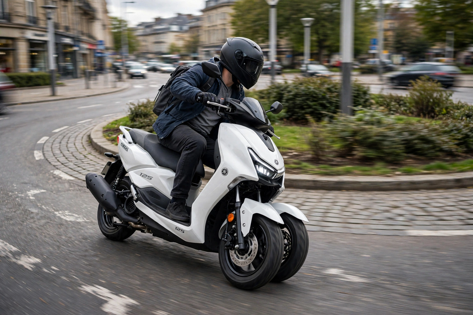 Yamaha Tricity 125 2025 en rotonda urbana