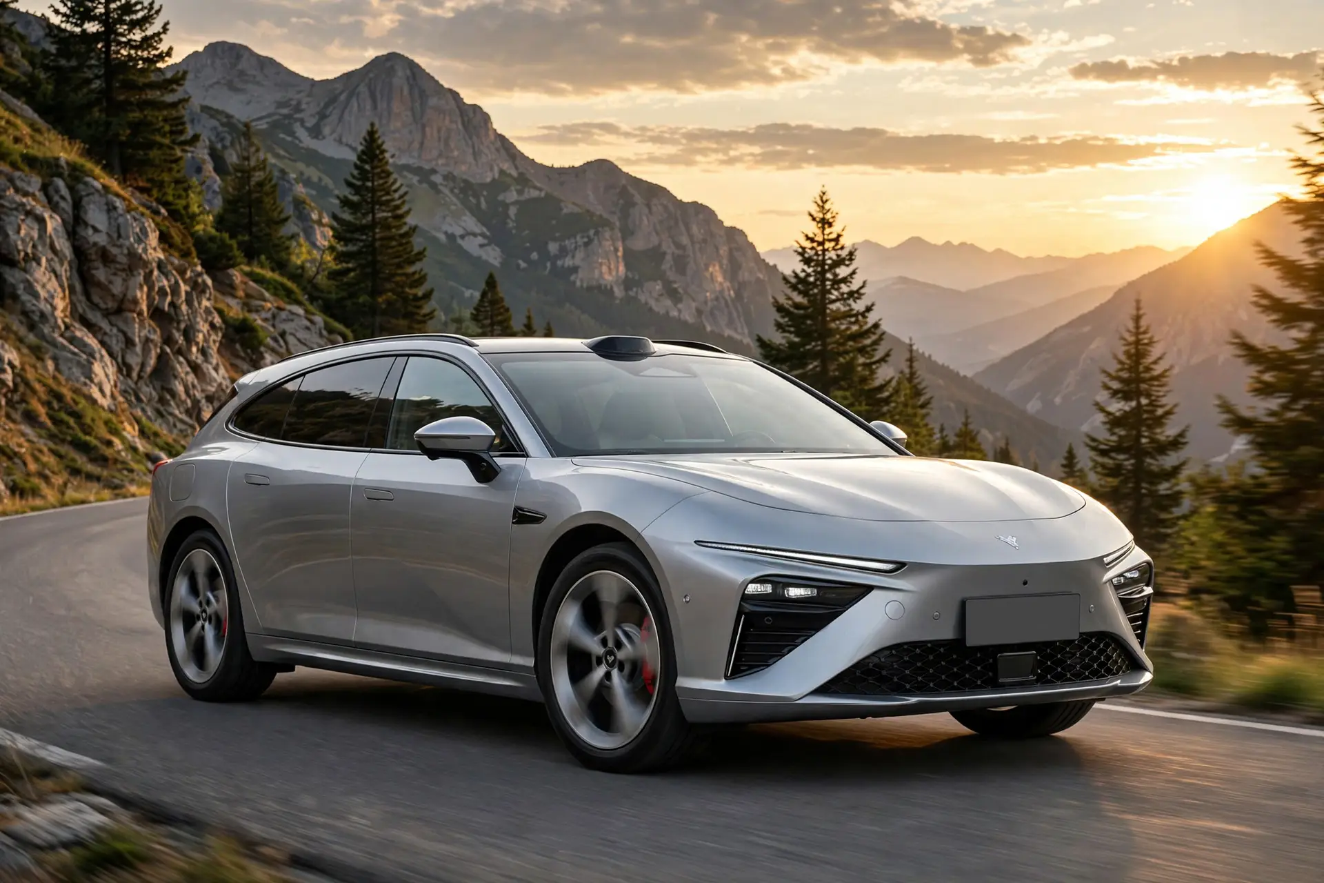 Neta S Shooting Brake familiar eléctrico en carretera de montaña