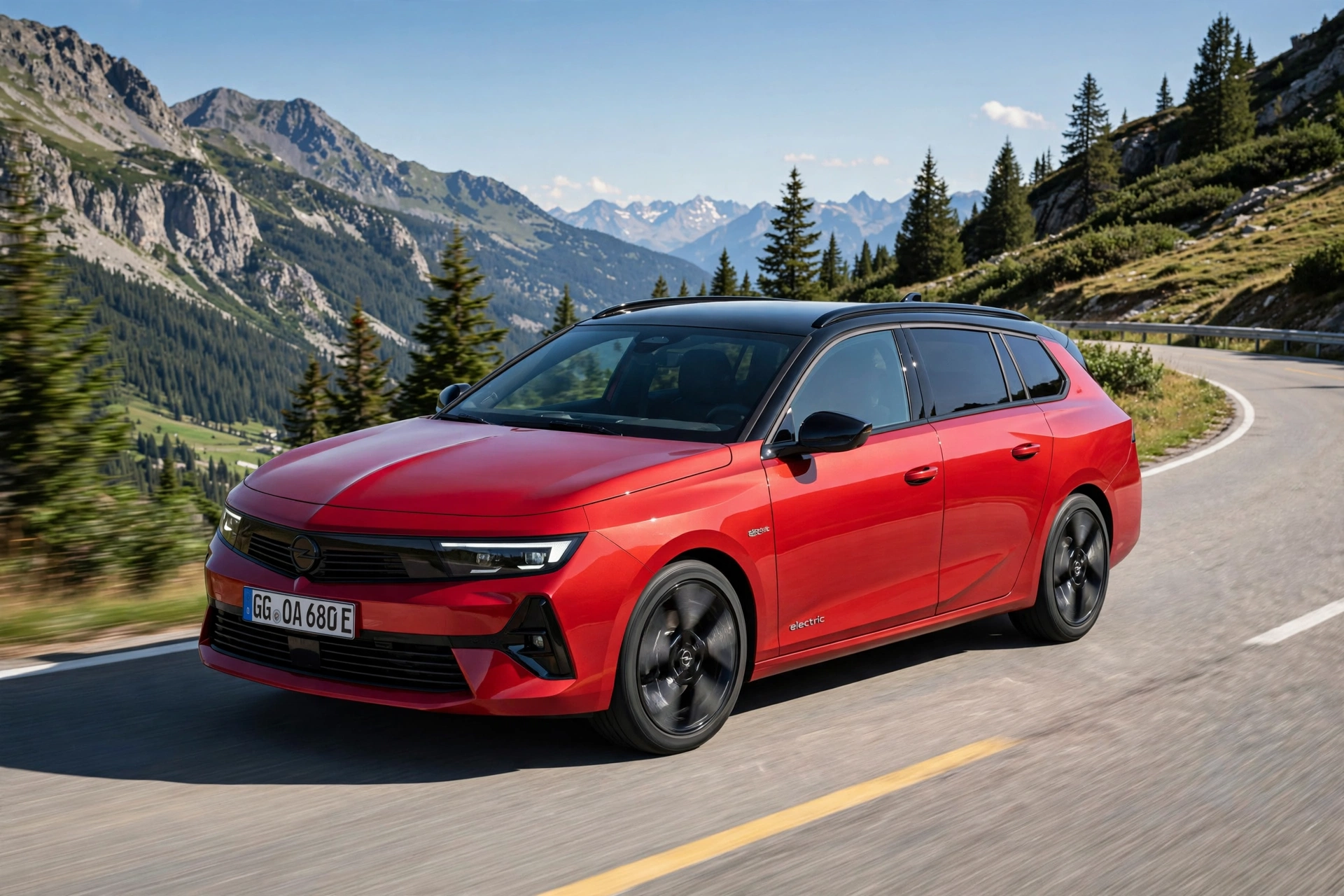 Opel Astra Sports Tourer Electric, tres cuartos delantero