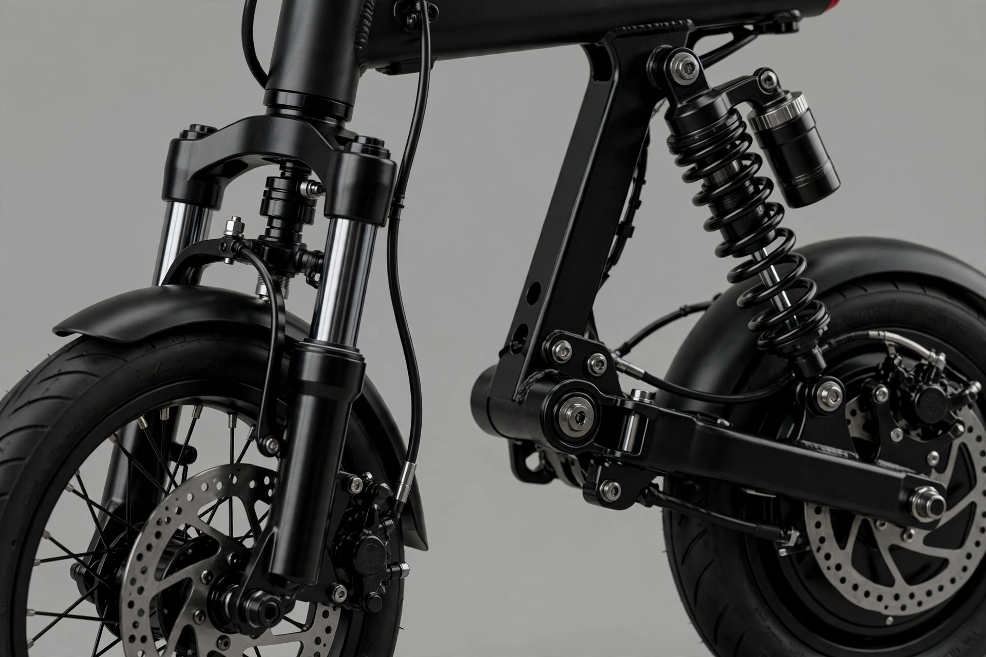 Detalle de la doble suspensión del E-TWOW GT SE