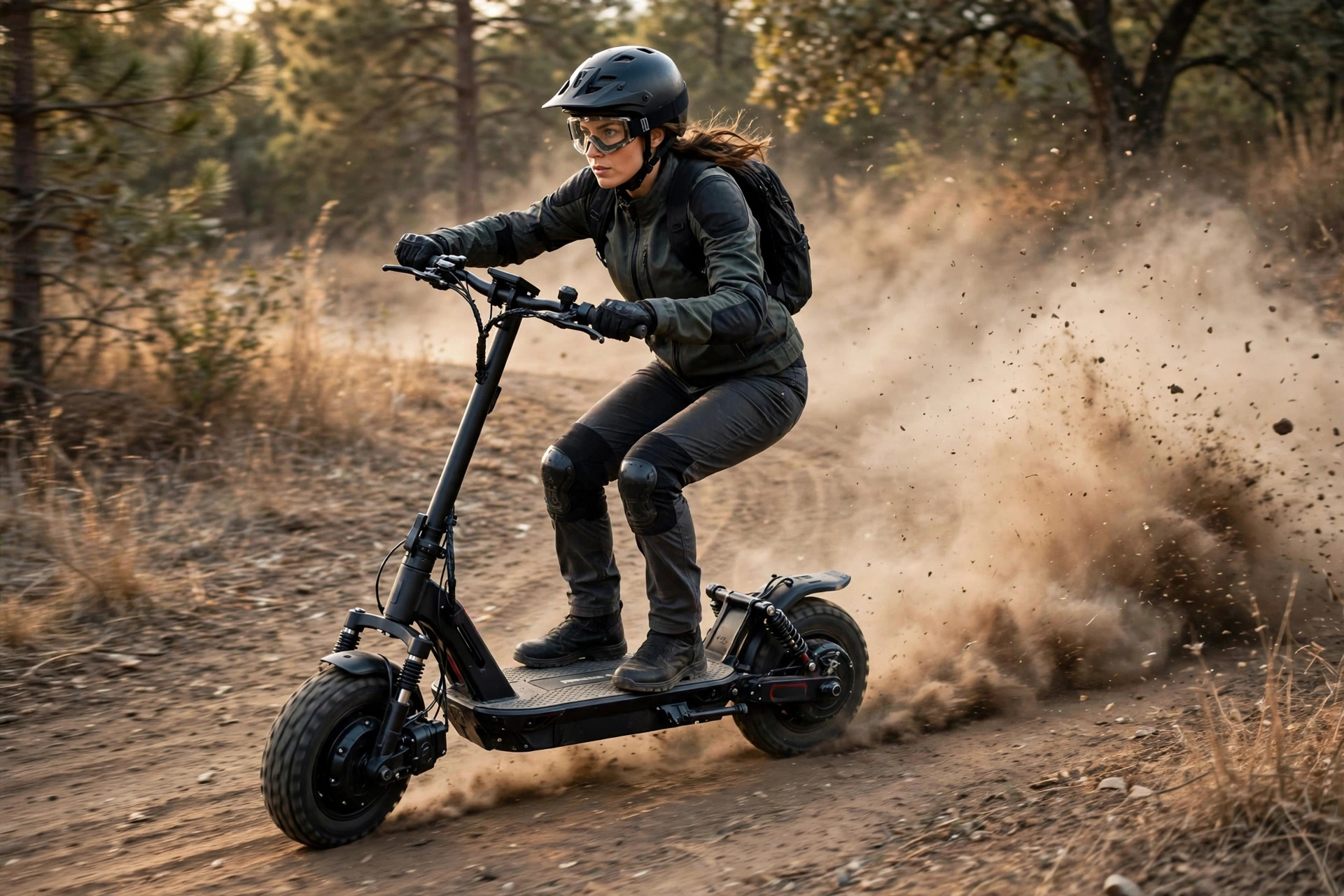 Gotrax GX1 en una pista de tierra