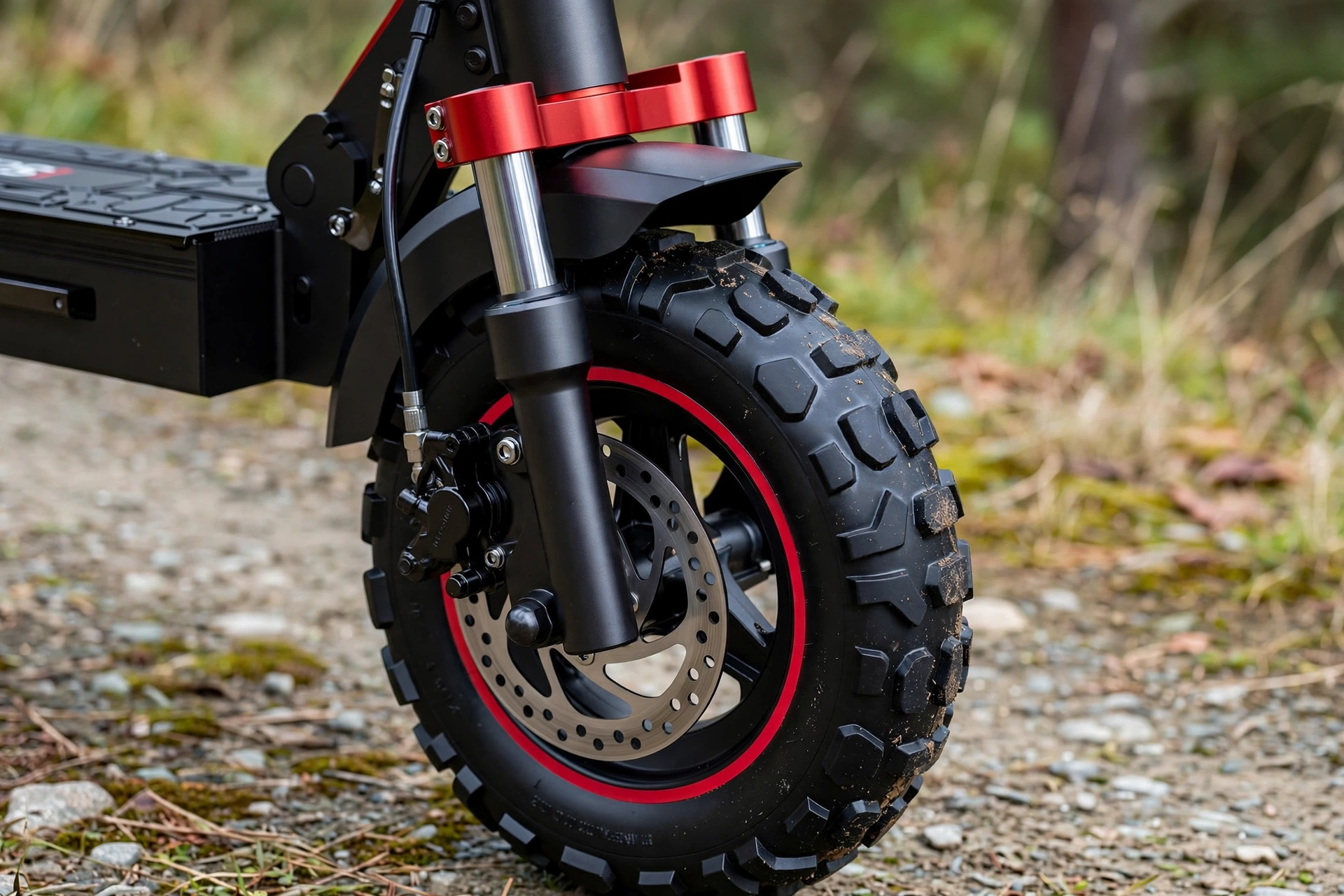 Detalle de la suspensión del iScooter iX5S