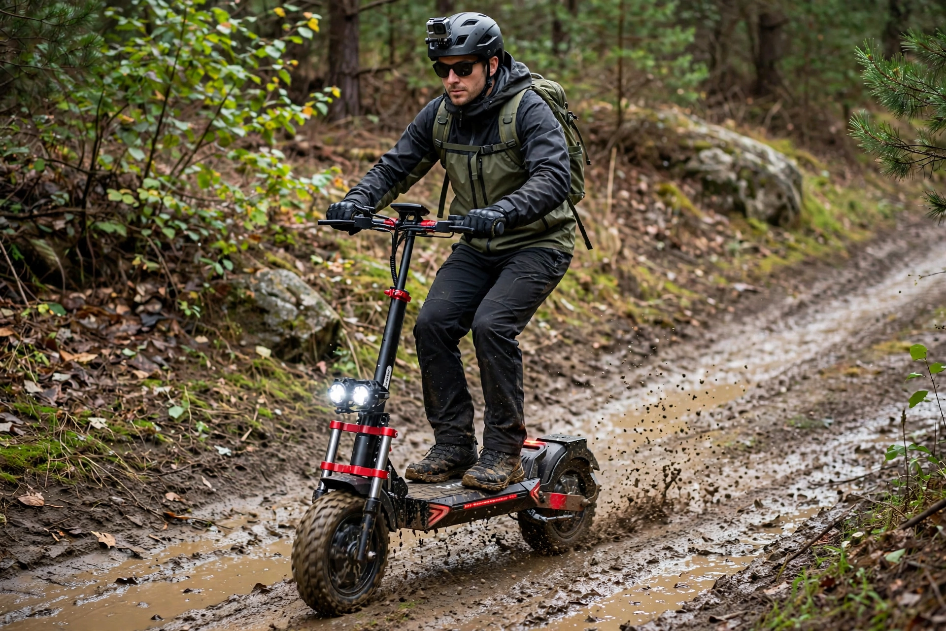 iScooter iX8 con sus ruedas de 12 pulgadas en el campo