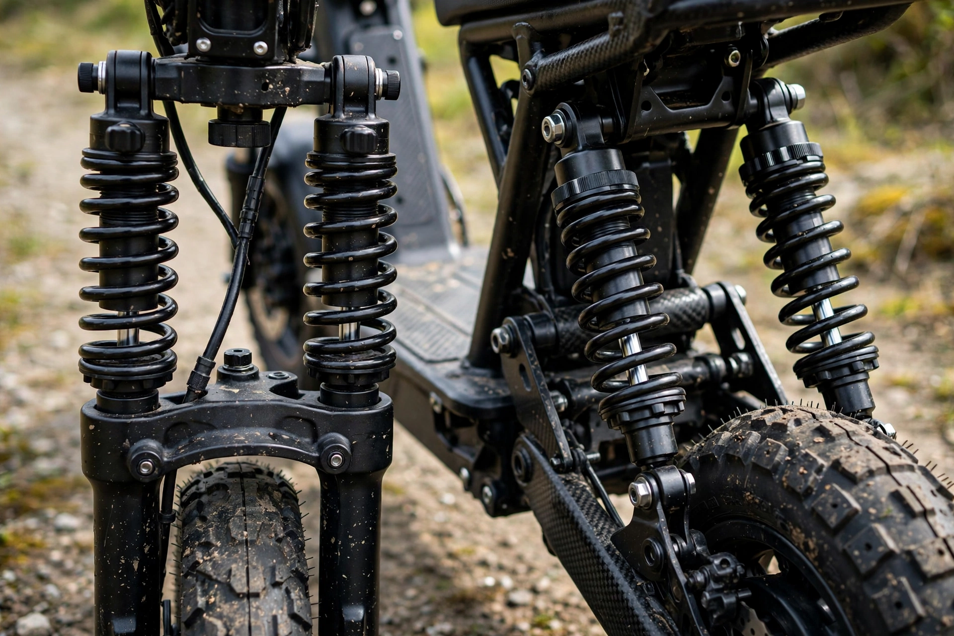 Detalle de la doble suspensión del iSinwheel S10Max