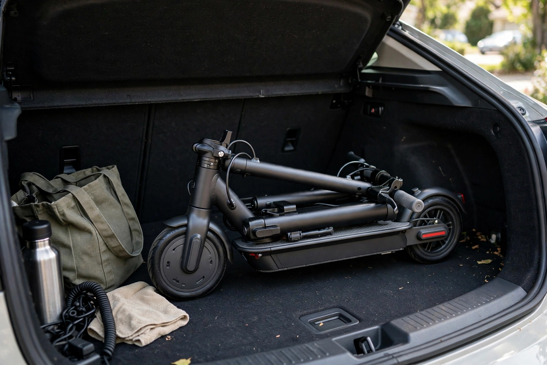 iSinwheel S9Pro plegado en el maletero de un coche