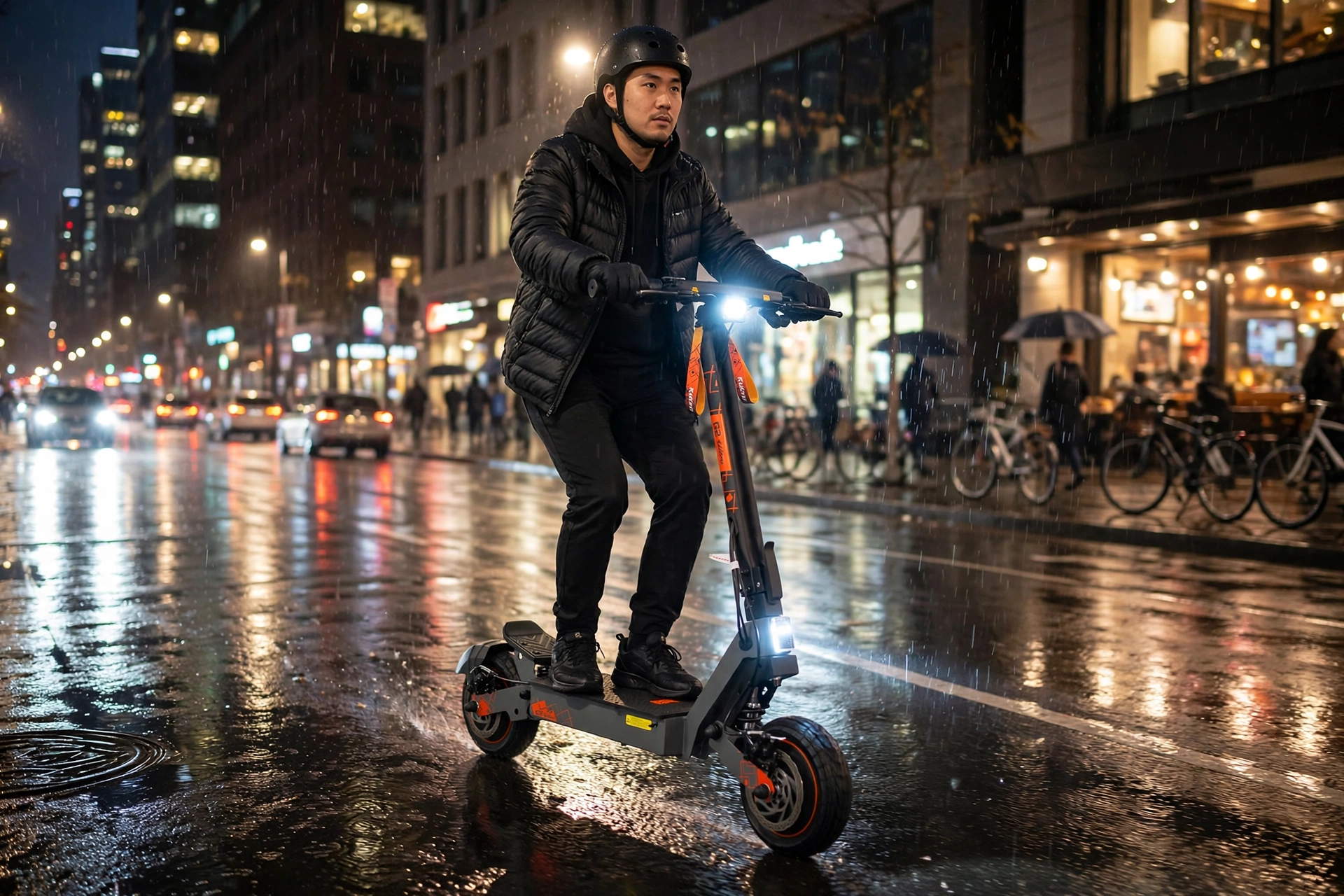 KuKirin G2 Ultra de noche en la ciudad