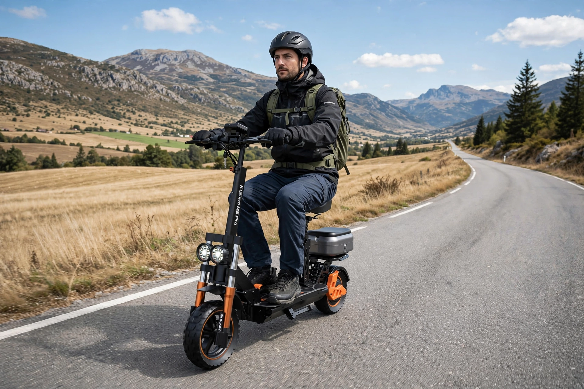 KuKirin M5 Pro con sillín en ruta