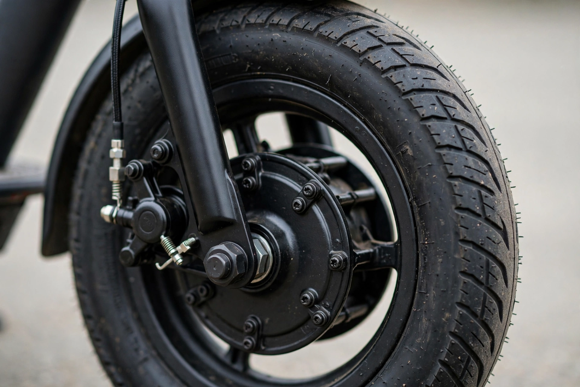 Detalle de la rueda delantera del Segway Ninebot E2 Pro E