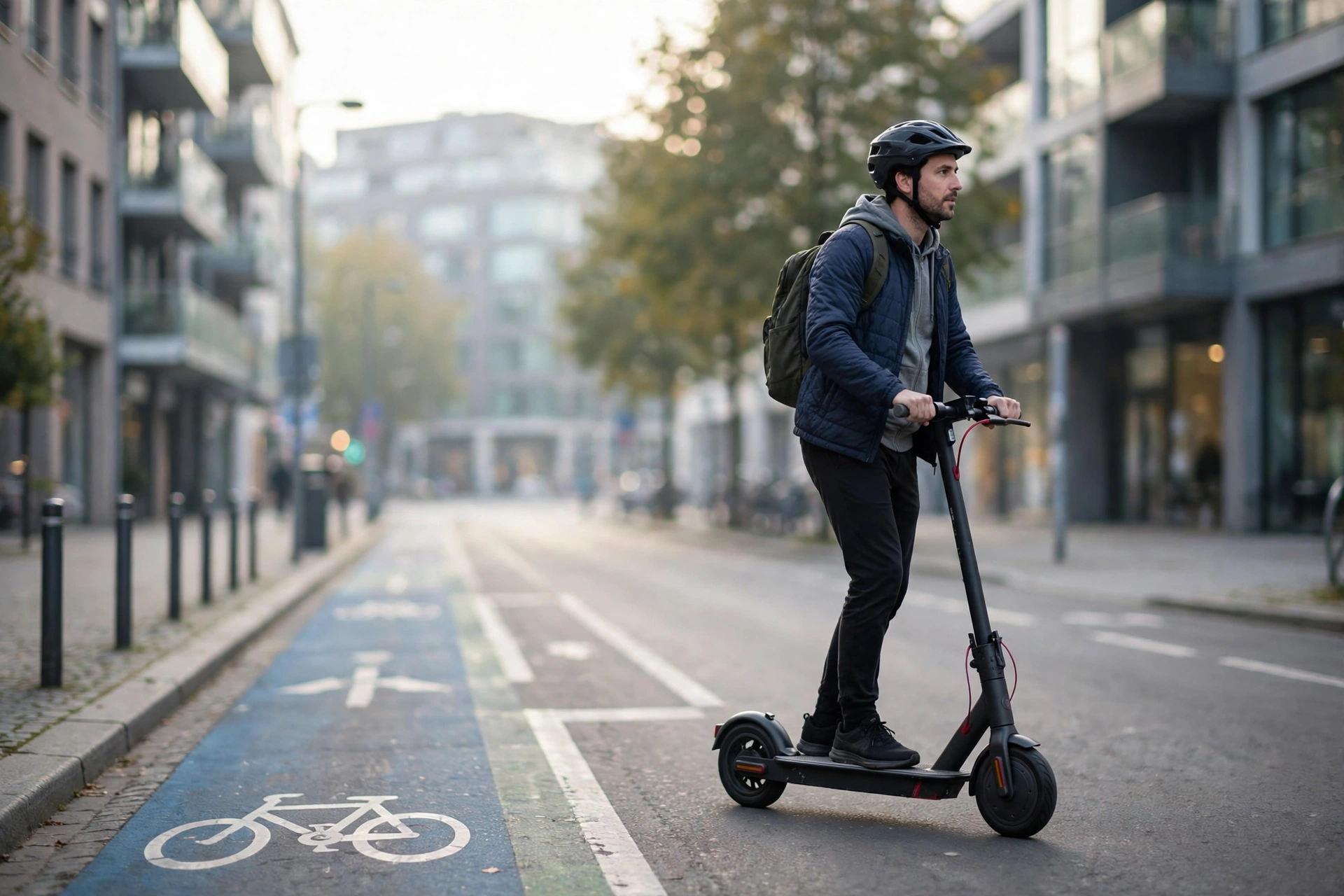 Segway Ninebot E3 Pro E circulando por carril bici