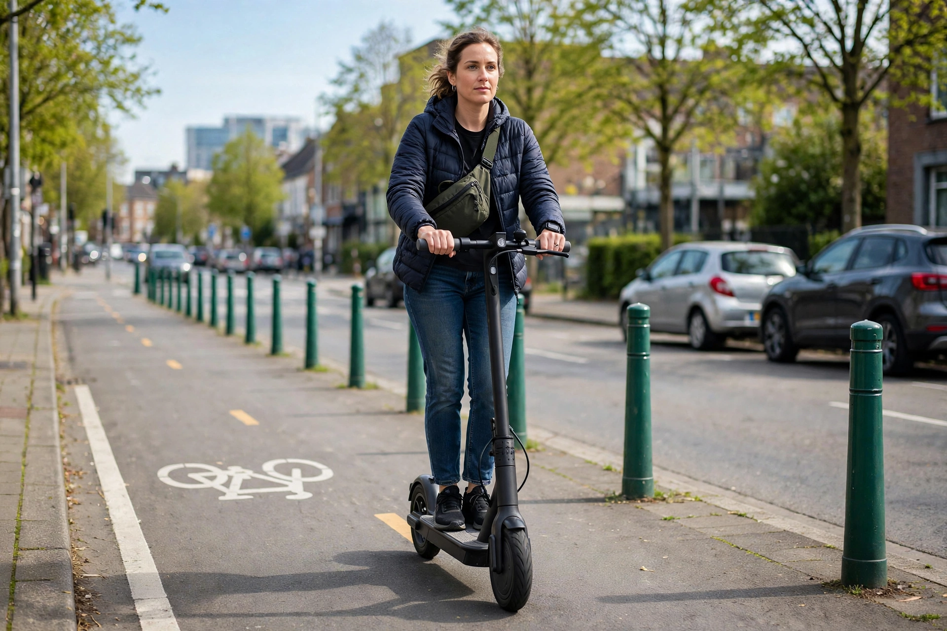 Turboant X7 Max circulando por un carril bici