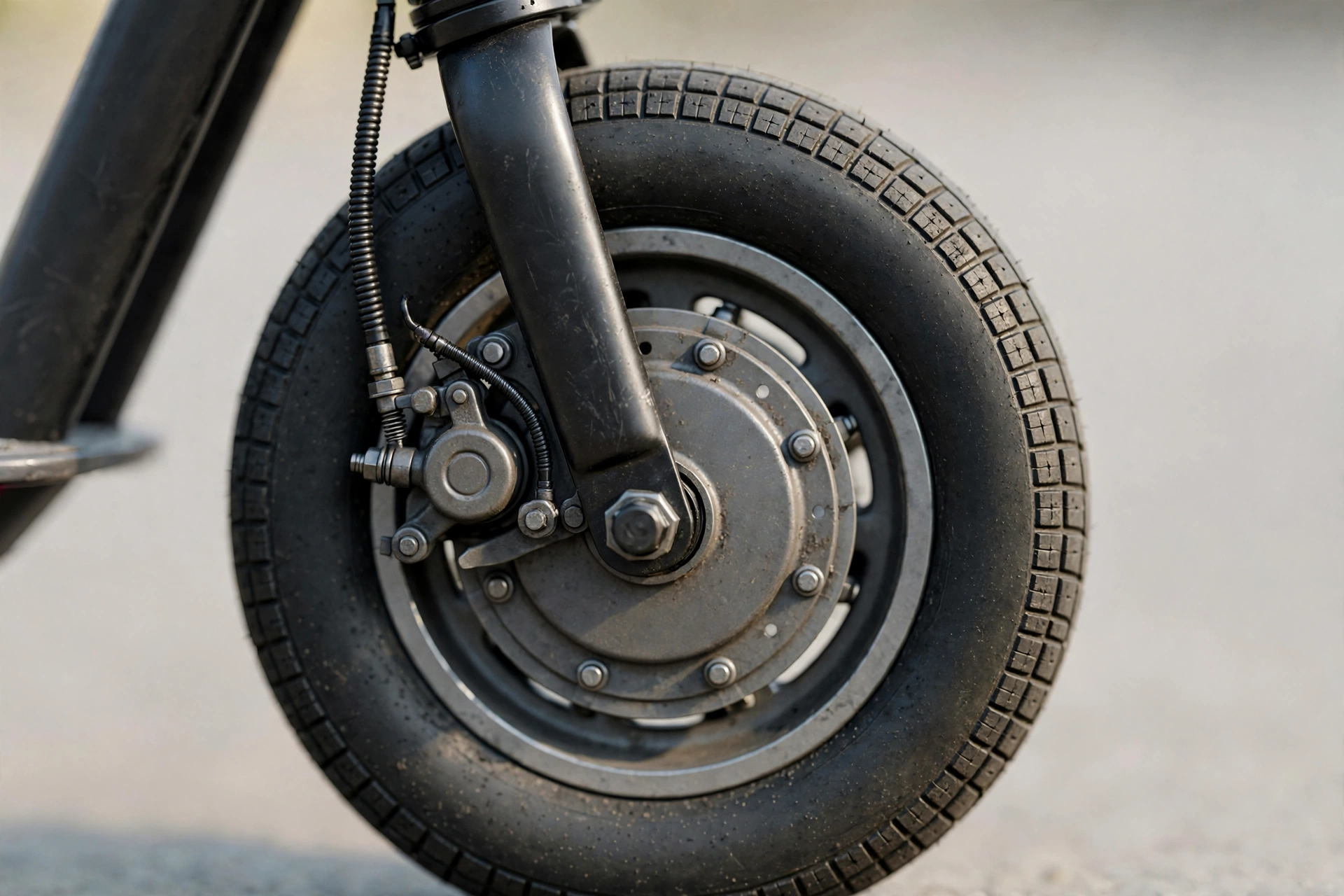 Detalle de la rueda delantera del Xiaomi Electric Scooter 4 Lite 2nd Gen