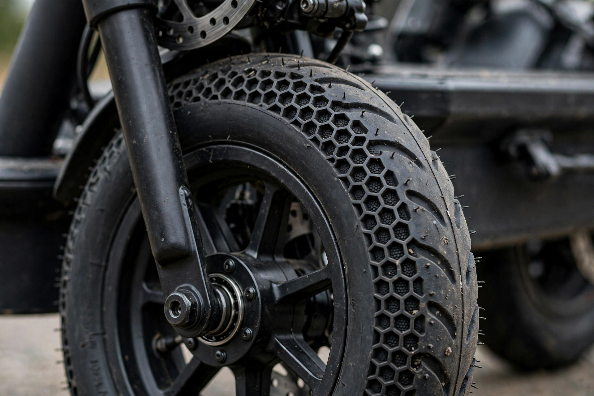 Detalle de la rueda maciza de 8,5 pulgadas del Zwheel E9T