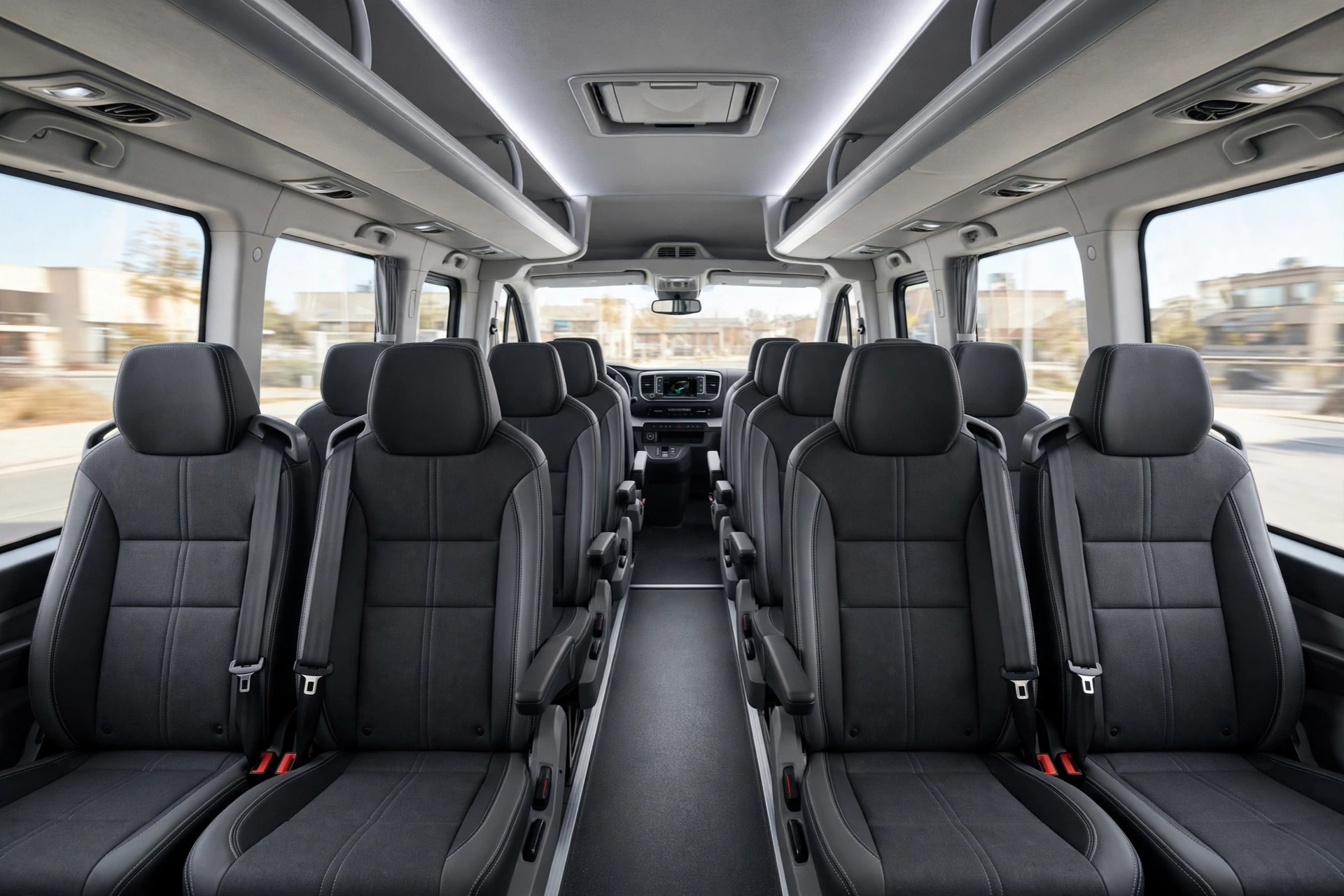Interior de pasajeros del Peugeot E-Traveller