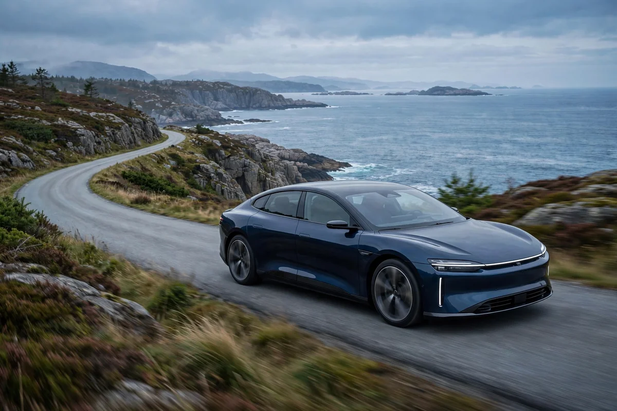 Polestar 2 Long Range Dual Motor en una carretera de curvas