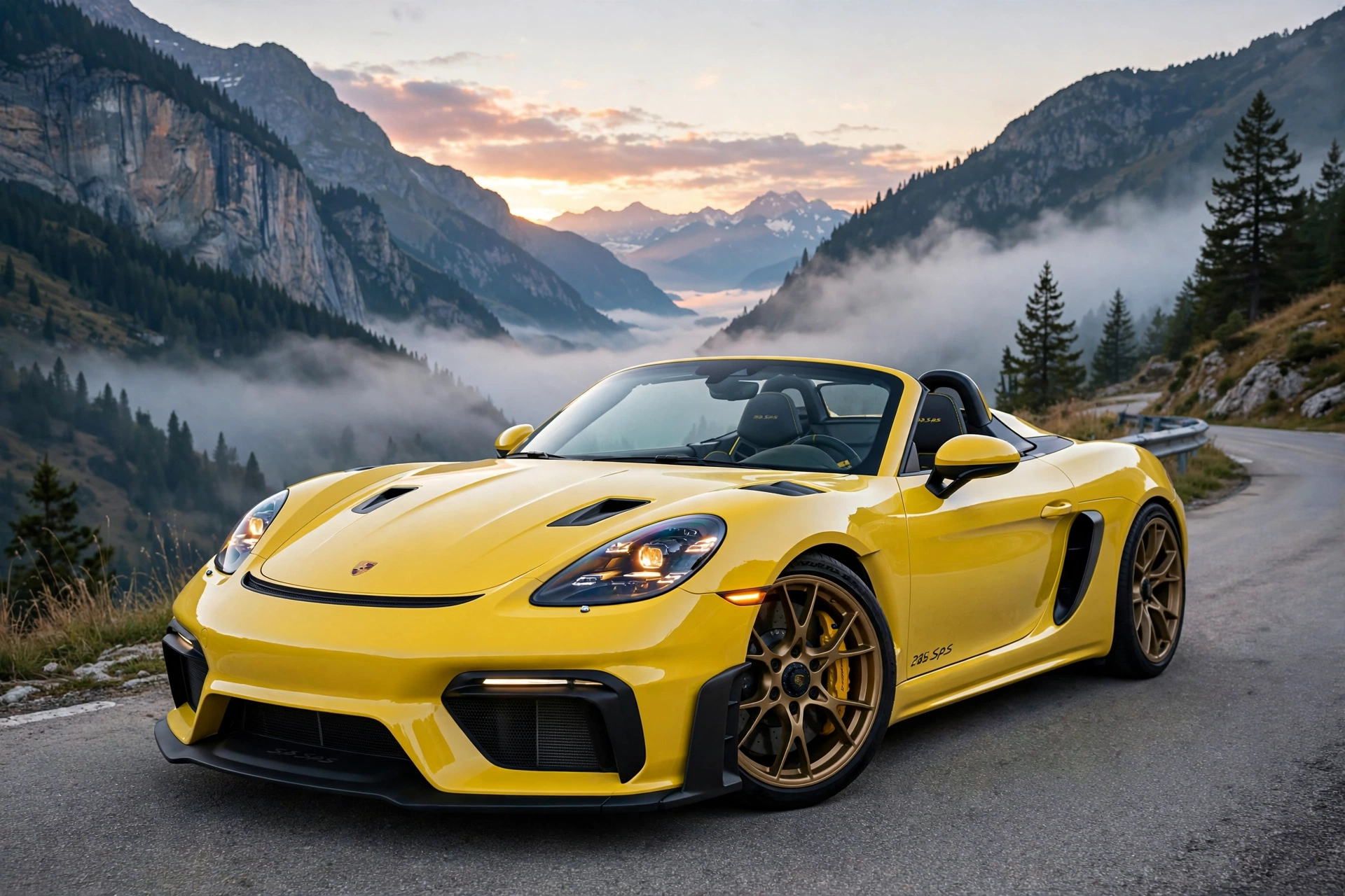 Porsche 718 Spyder RS 2025 descapotado en carretera costera