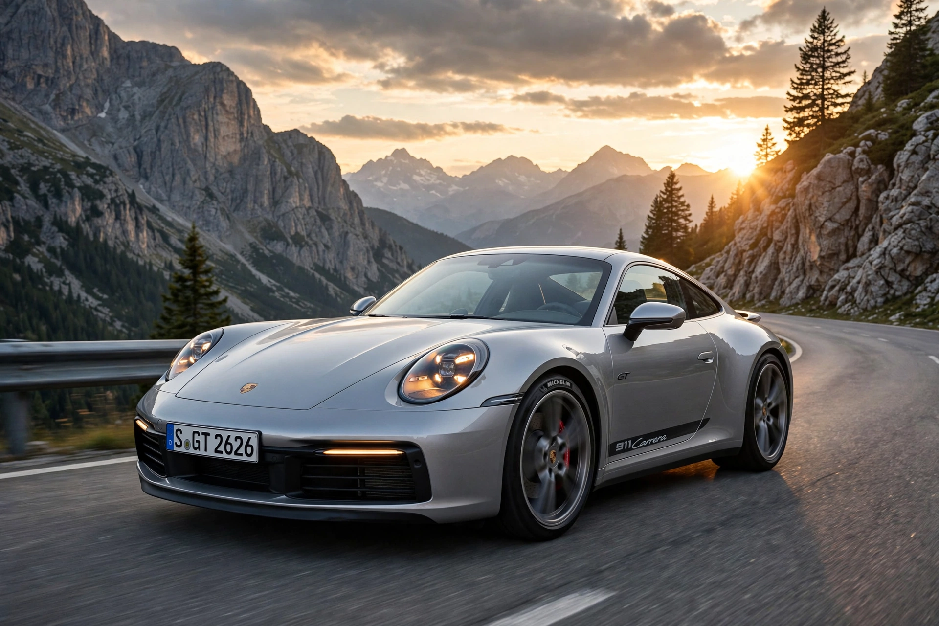 Porsche 911 Carrera 2026 en carretera de montaña