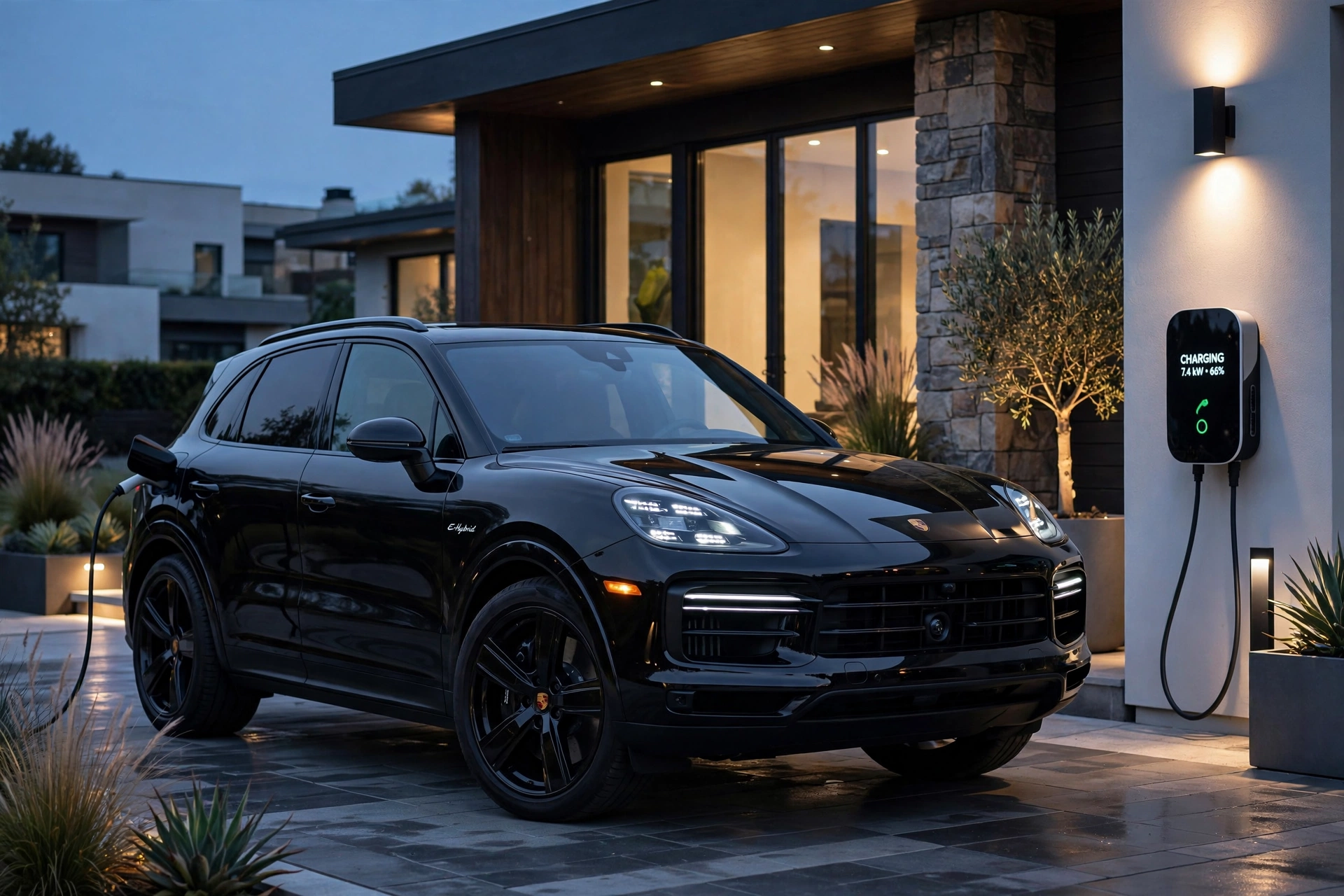 Porsche Cayenne E-Hybrid 2026 cargando en casa