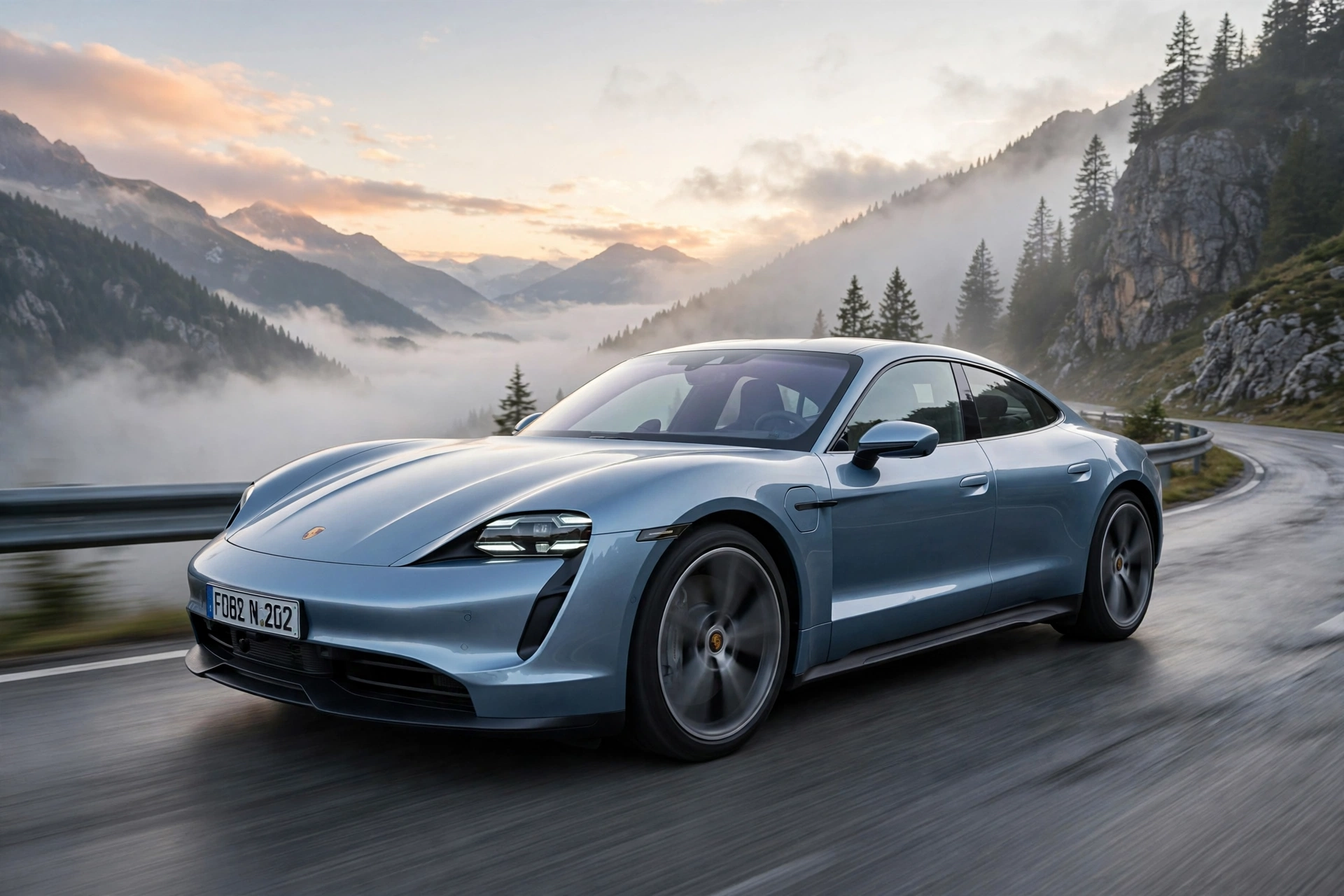 Porsche Taycan 2026 en carretera de montaña