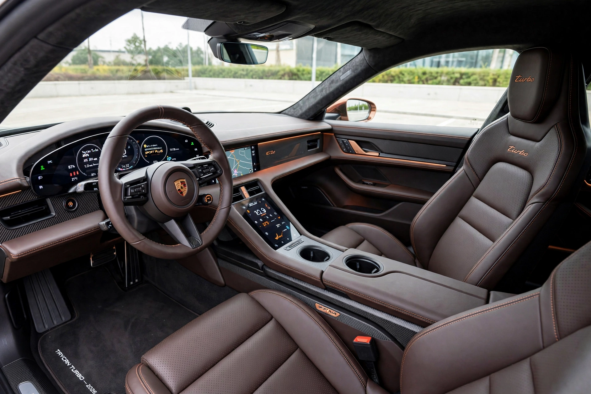 Interior del Porsche Taycan Turbo 2026