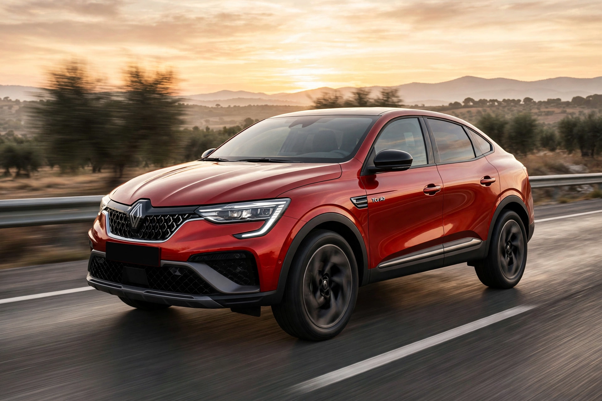 Renault Arkana TCe 140 en autopista al amanecer