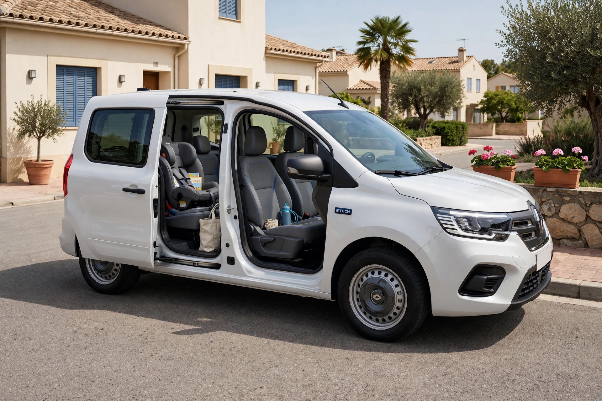 Renault Kangoo E-Tech Combi eléctrica con puerta lateral abierta