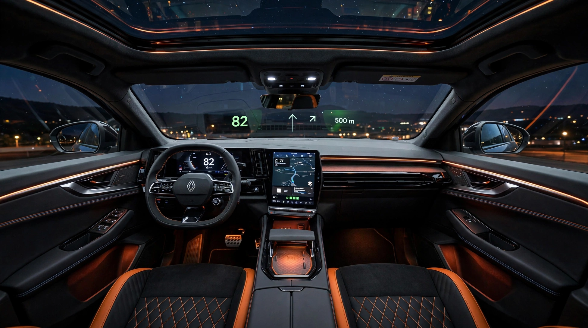 Interior premium del Renault Rafale con head-up display