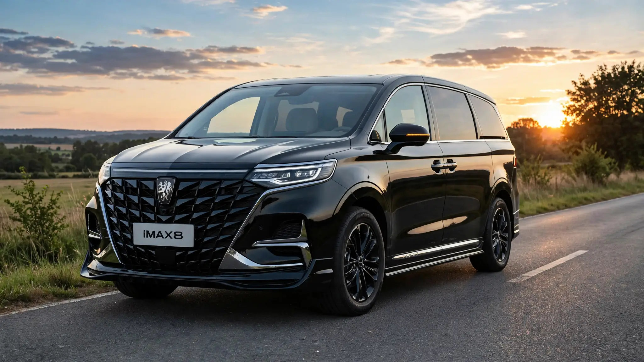 Roewe iMAX8, tres cuartos delantero en carretera