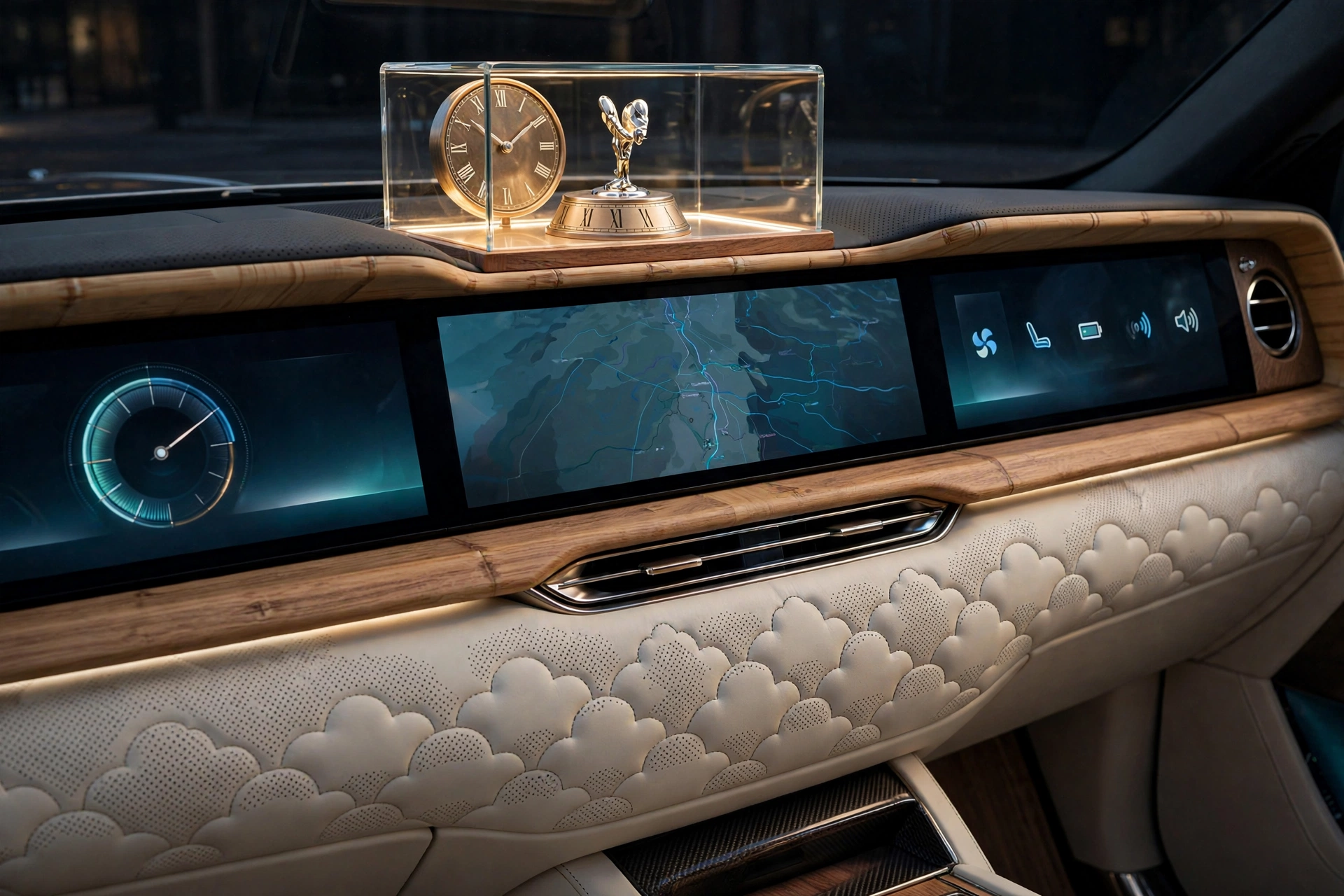 Interior digitalizado del Cullinan Series II con pantallas SPIRIT