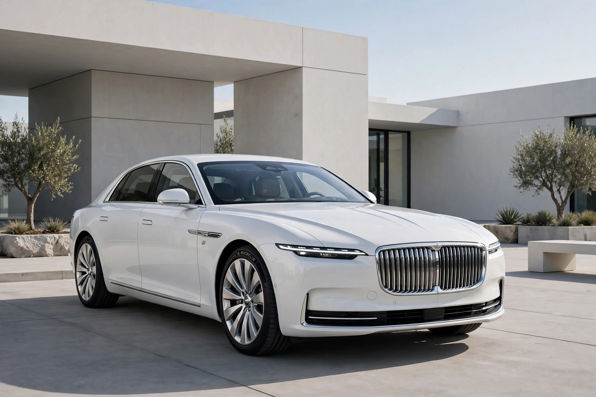 Rolls-Royce Ghost Series II blanco, vista frontal minimalista