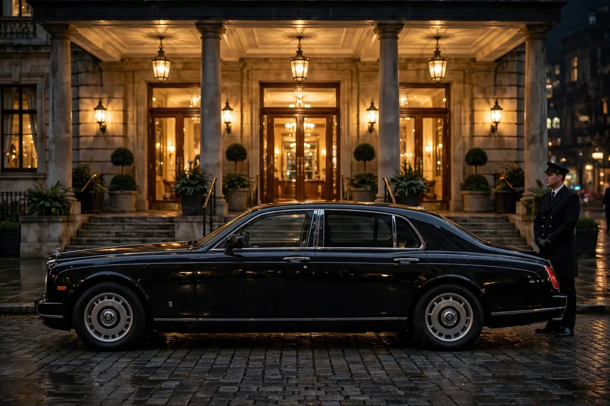 Rolls-Royce Ghost Extended Series II frente a hotel de lujo
