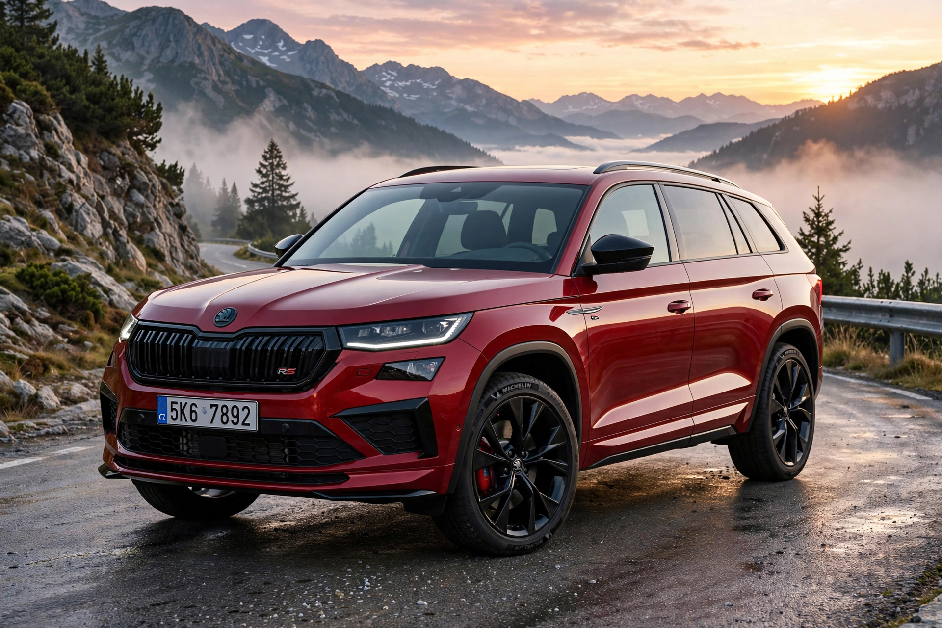 Skoda Kodiaq RS en carretera de montaña