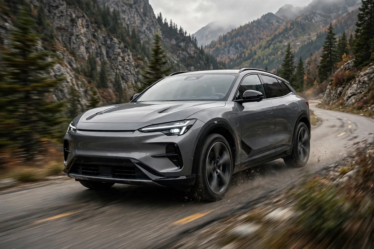 smart #5 Pulse, SUV eléctrico deportivo, en una carretera de montaña