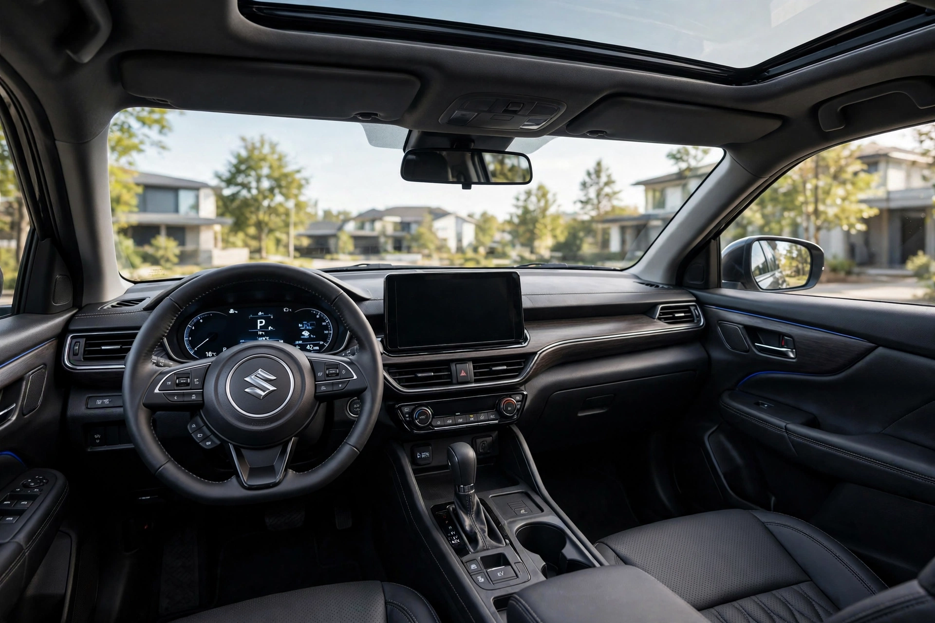 Interior del Suzuki Across PHEV con pantalla táctil de 9 pulgadas