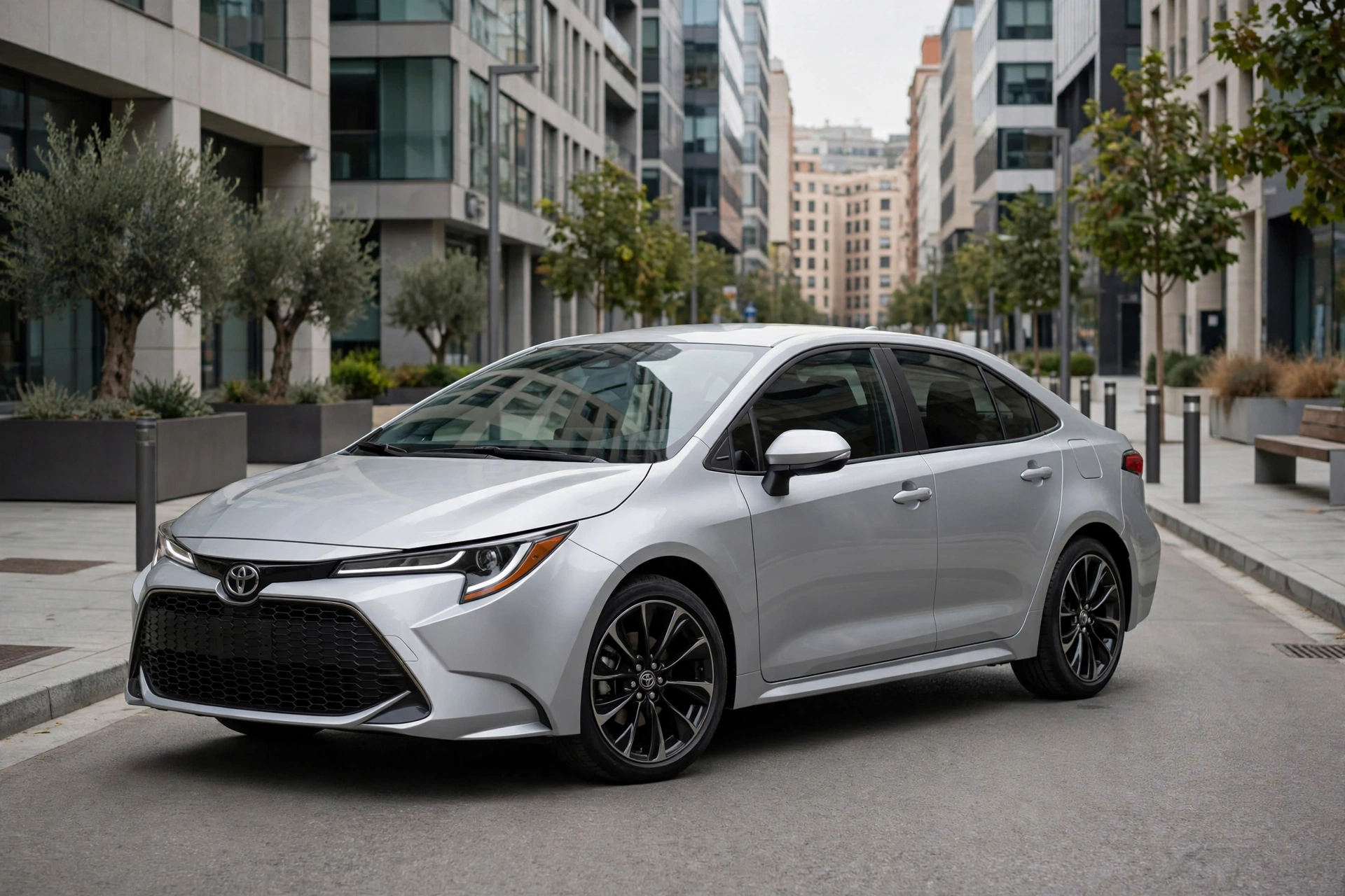 Toyota Corolla Berlina 2025, vista tres cuartos delantera